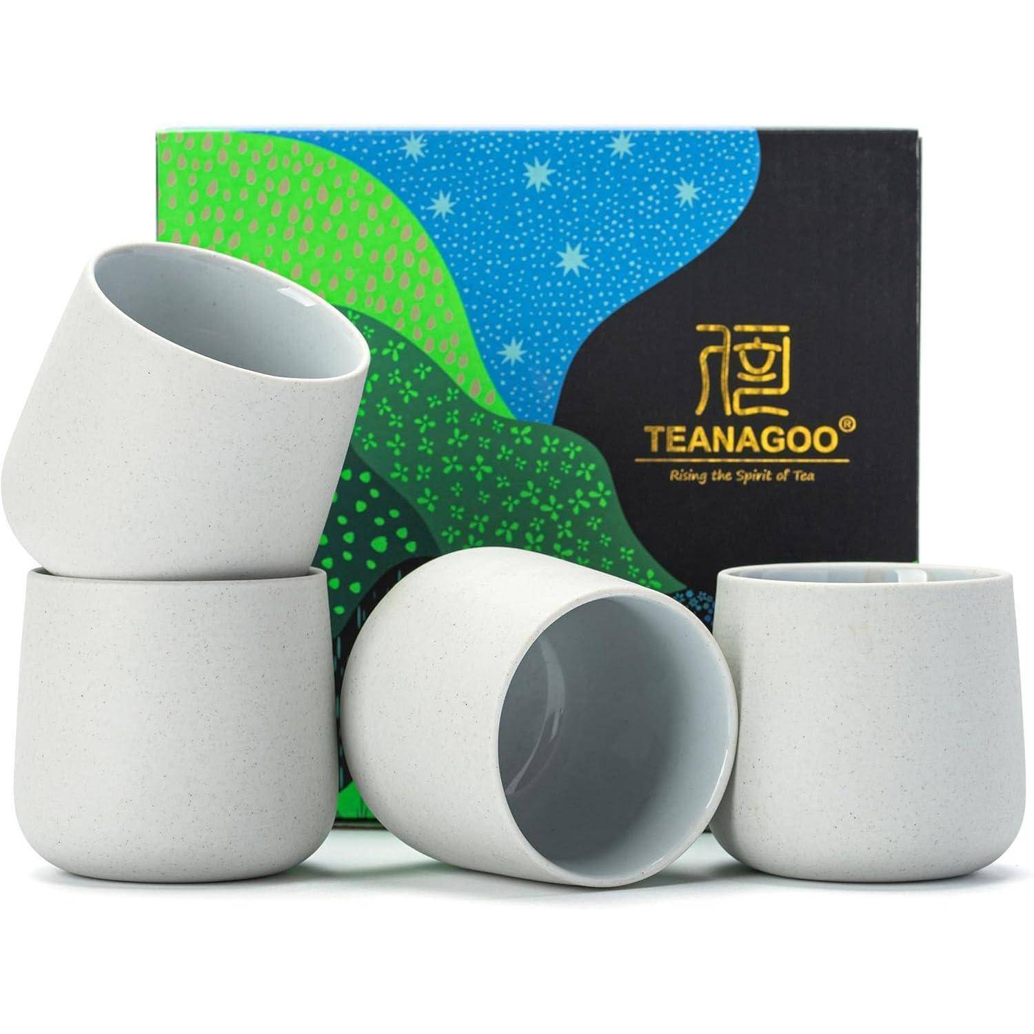 Japanische Teetassen Keramik 205 ml hellgrau Set 4 Stück