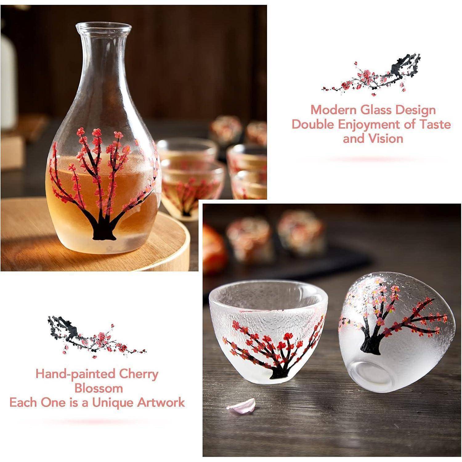 Japanisches Sake-Set Cherry Blossoms Design 1 Sake-Flasche 4 Becher 1