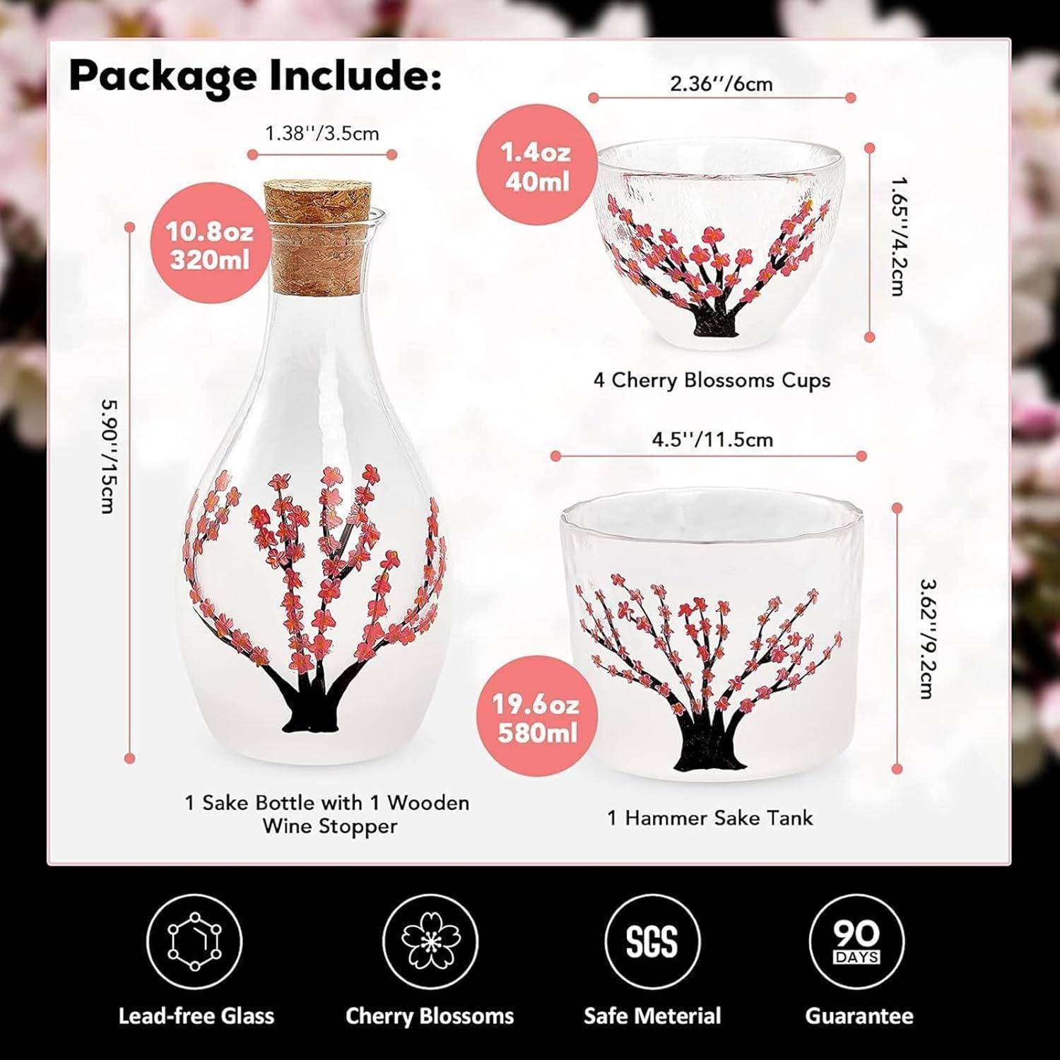 Japanisches Sake-Set Cherry Blossoms Design 1 Sake-Flasche 4 Becher 1