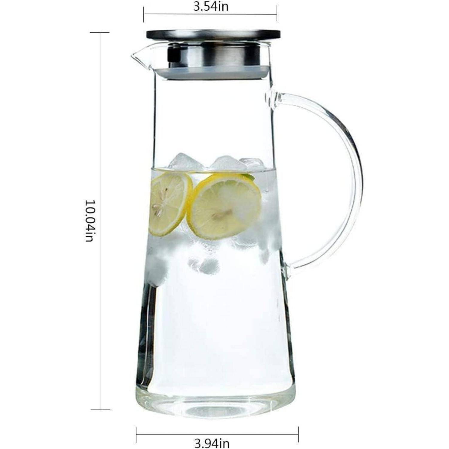 Karaffe Borosilikatglas Edelstahl Deckel Heißes Kaltes Wasser Saft