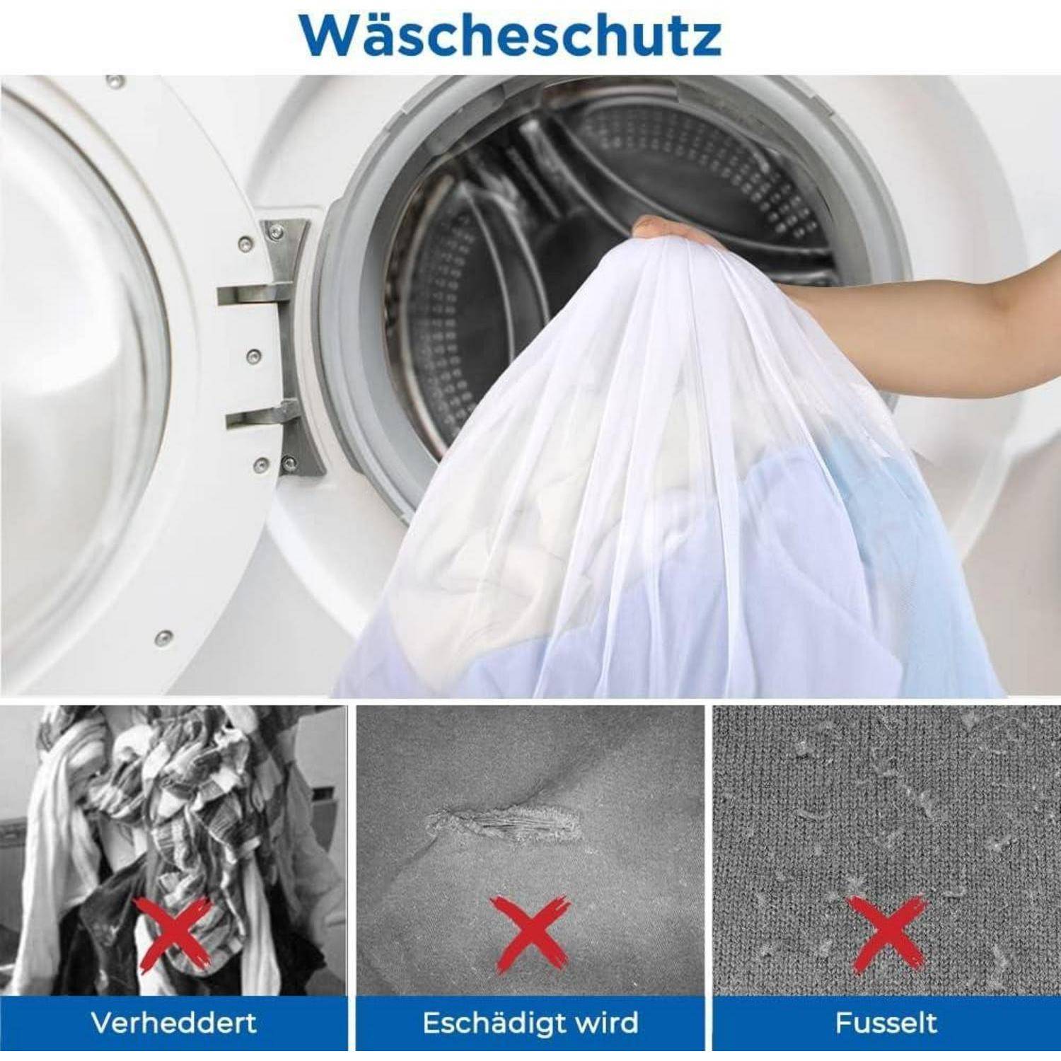 5er Set Wäschenetz mit Kordelstopper in 5 Größen - XL, 2x
