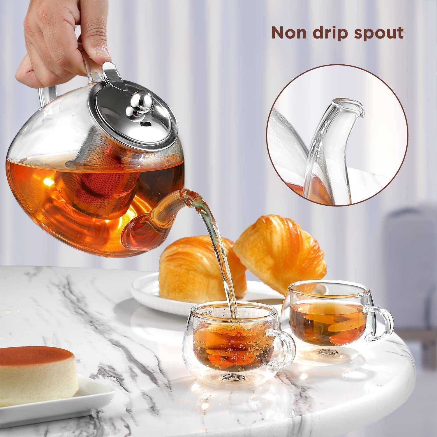 Teekanne Borosilikatglas 1300ML mit Edelstahl-Siebeinsatz