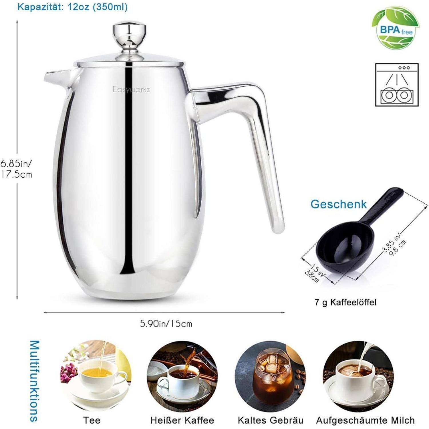 Nando French Press 350ml doppelwandig Thermo-Kaffeemaschine
