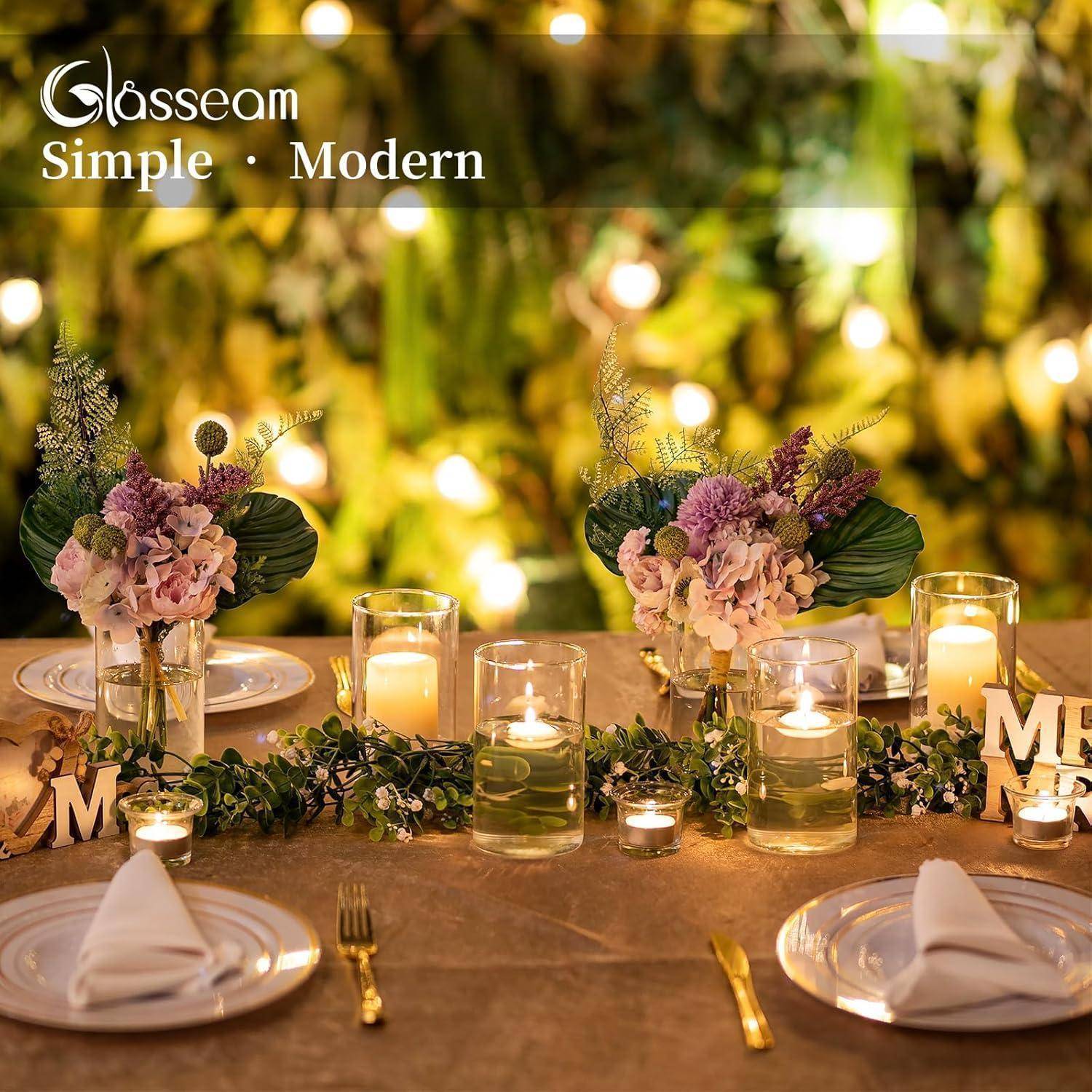 Kerzenhalter Glaszylinder Windlicht Stumpenkerzen Hochzeit 12 15cm