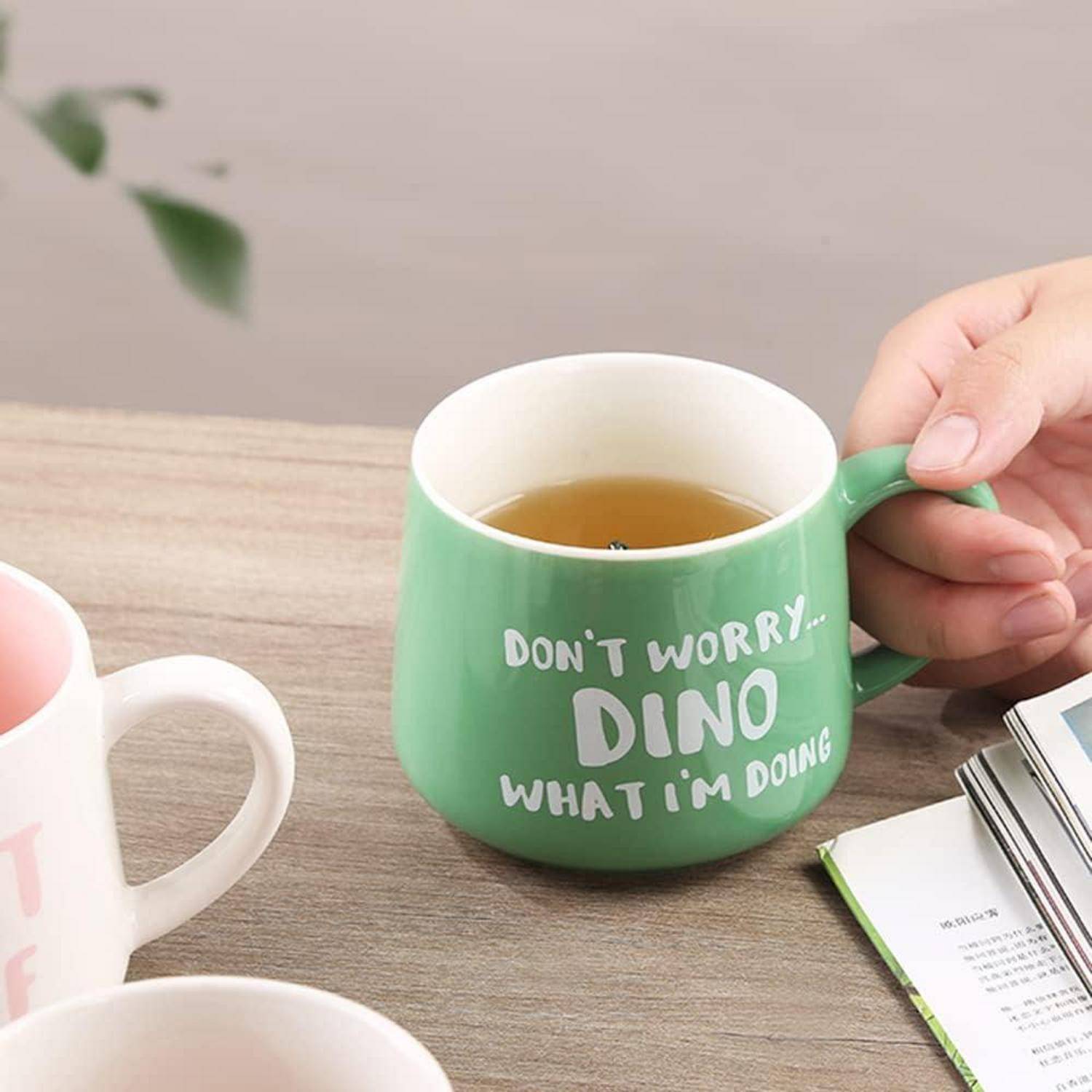 Lustige Dinosaurier Keramik Tasse personalisiert Kawaii 230ml