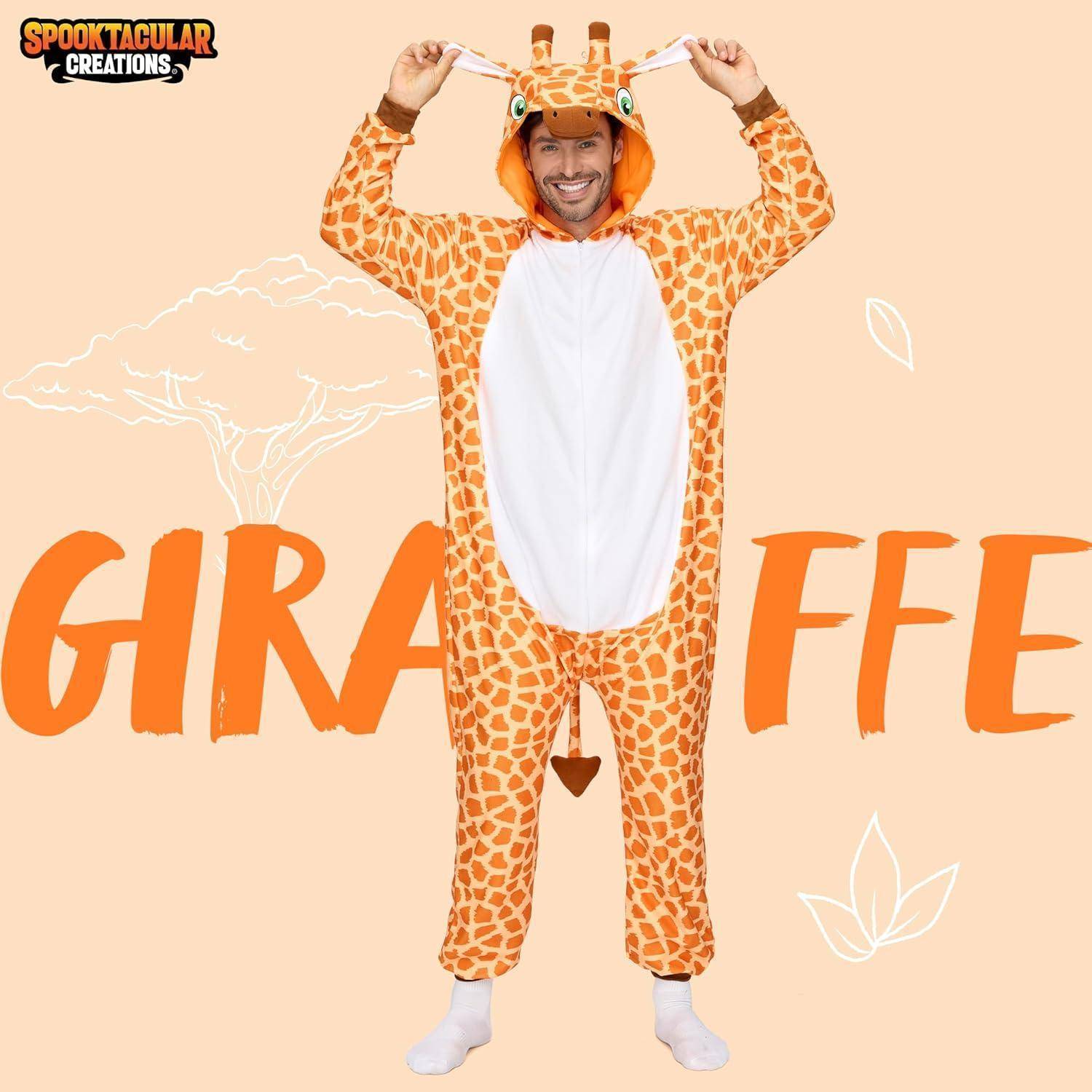 Plüsch Pyjama Unisex Jumpsuit Giraffe Kostüm Halloween L Orange