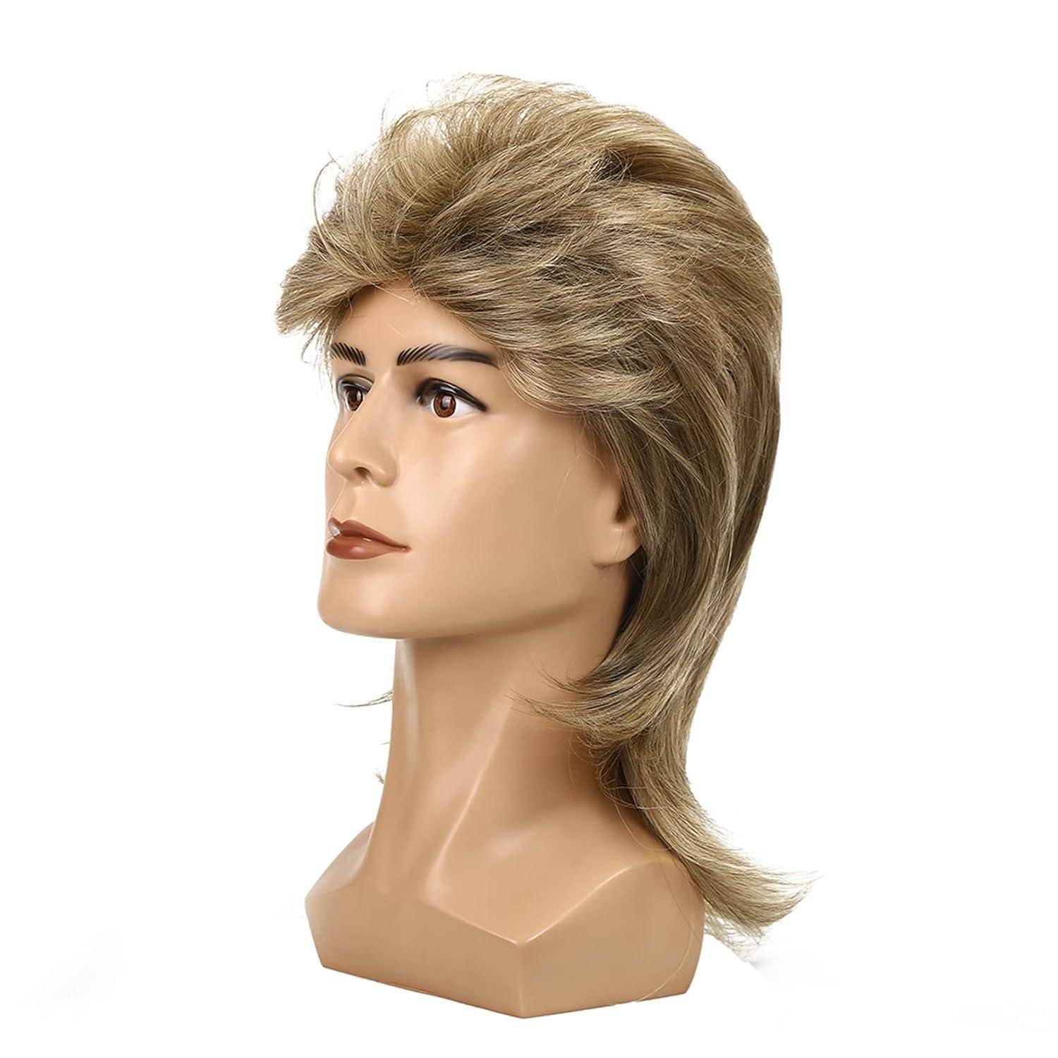 Männer Blonde Vokuhila Mullet Perücke lang Synthetische Haare
