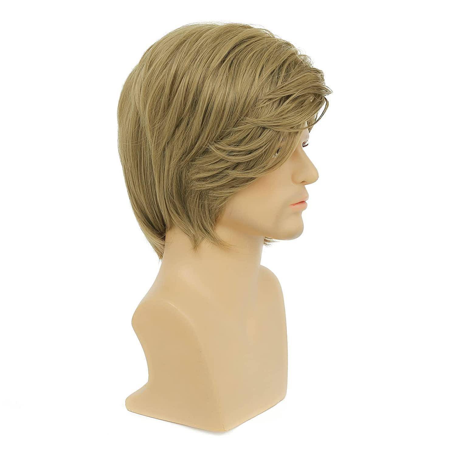 Kurze Blonde Cosplay Perücke für Männer Halloween Synthetische