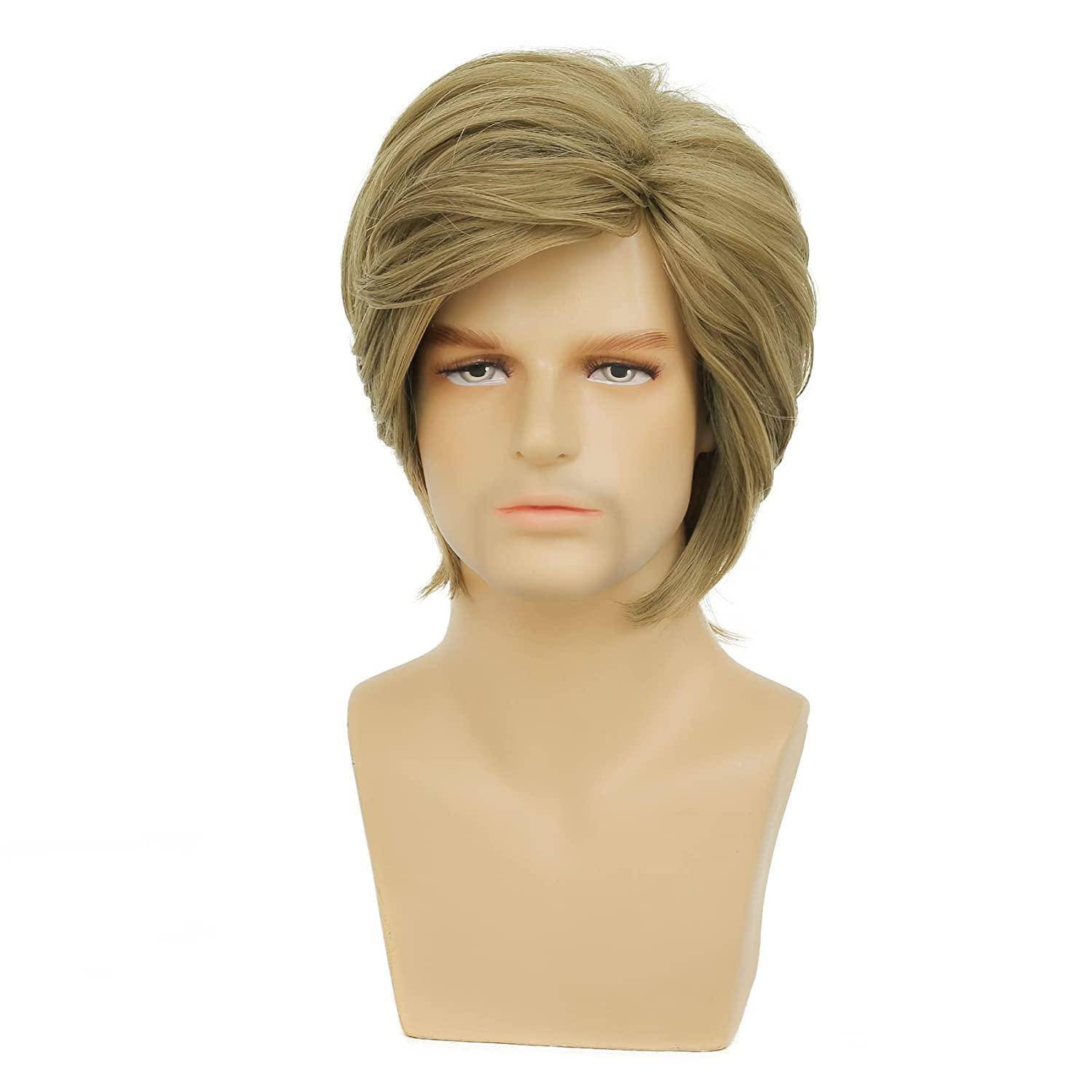 Kurze Blonde Cosplay Perücke für Männer Halloween Synthetische