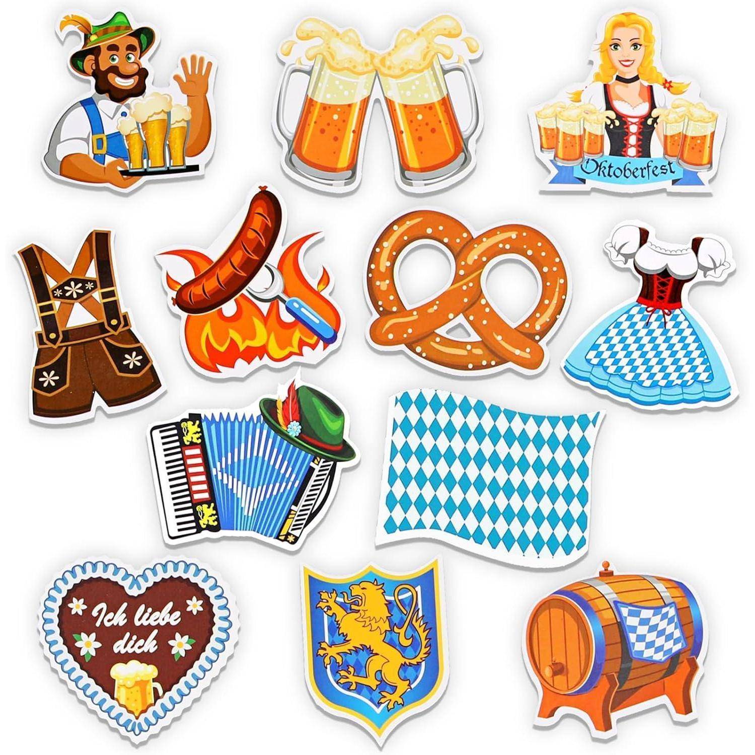 36 Stück Oktoberfest Konfetti Dirndl Lederhose Bier Brezel Papier