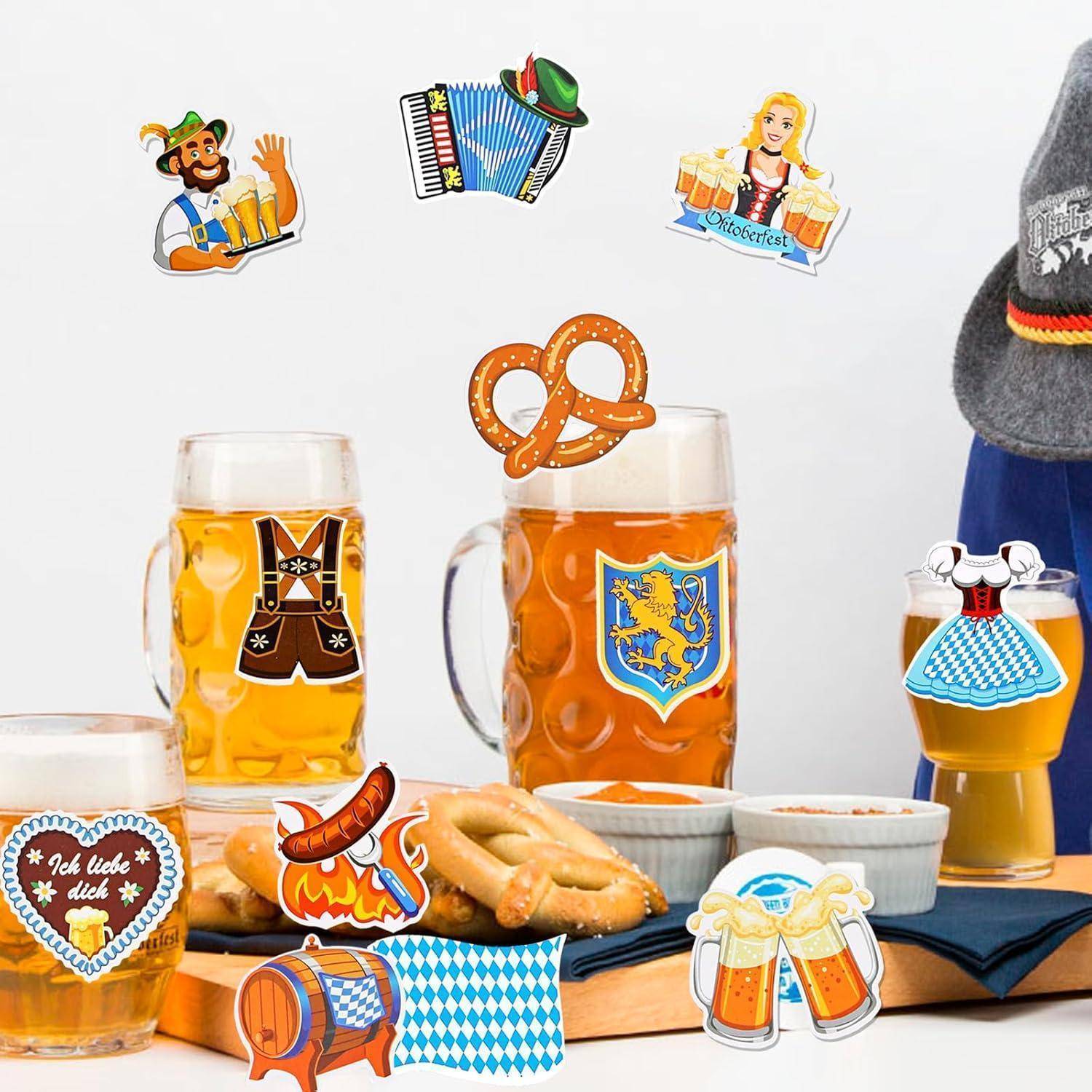 36 Stück Oktoberfest Konfetti Dirndl Lederhose Bier Brezel Papier