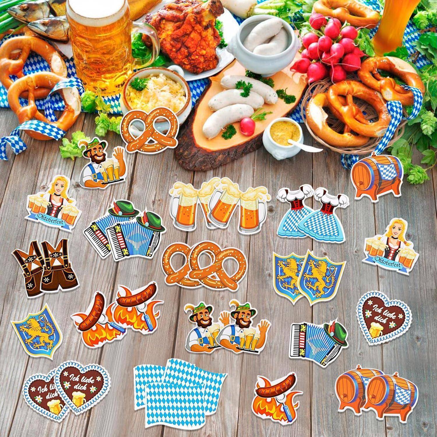 36 Stück Oktoberfest Konfetti Dirndl Lederhose Bier Brezel Papier