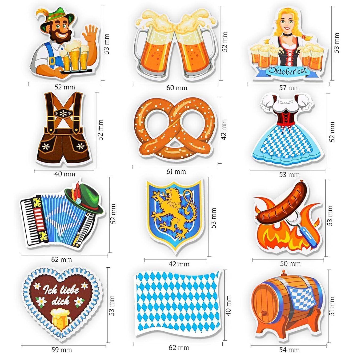 36 Stück Oktoberfest Konfetti Dirndl Lederhose Bier Brezel Papier