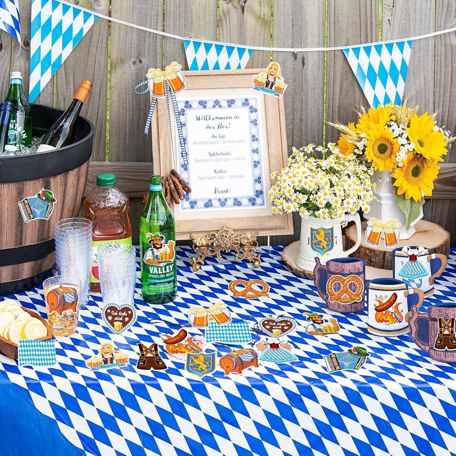 36 Stück Oktoberfest Konfetti Dirndl Lederhose Bier Brezel Papier