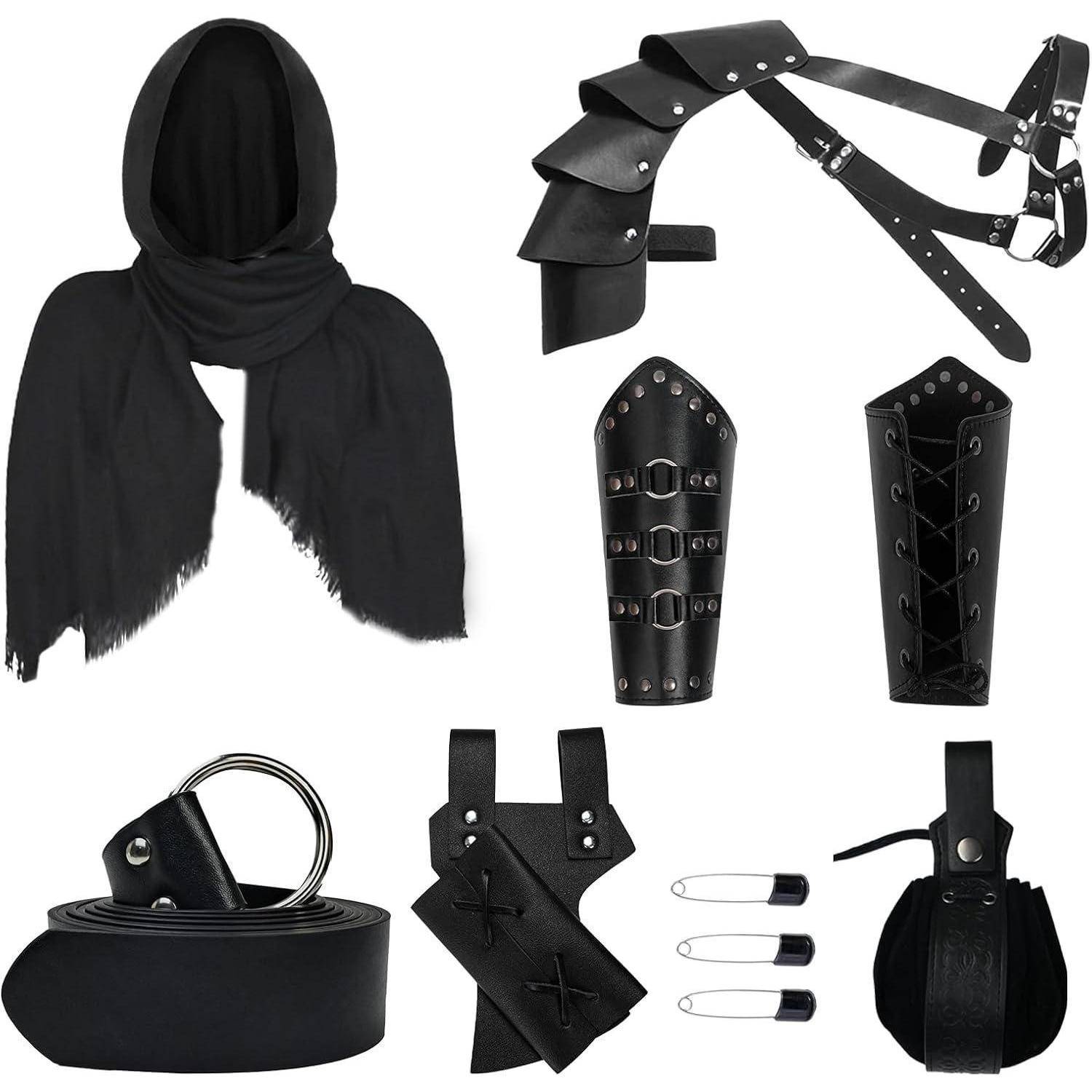 Mittelalterliches Ritterkostüm Set Halloween Zubehör Schwarz