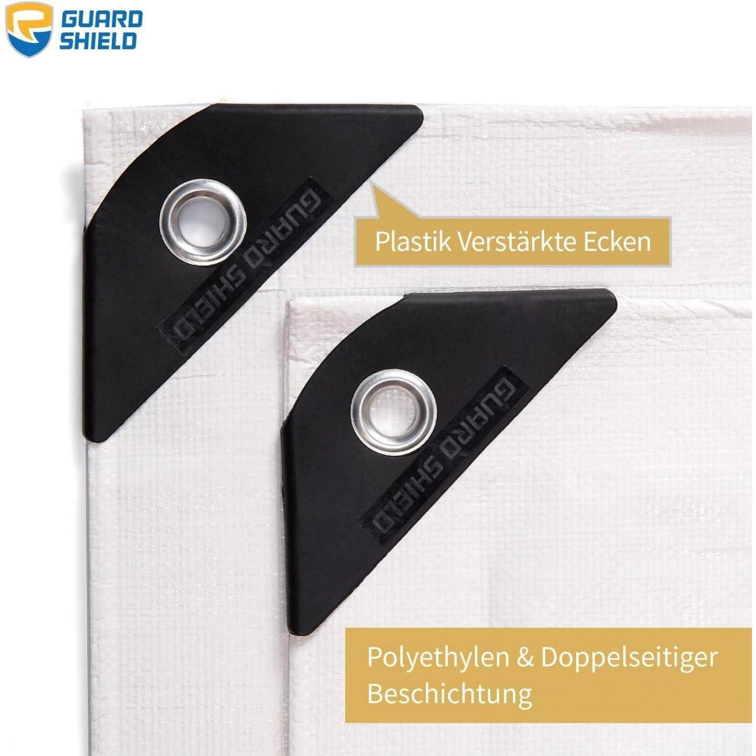 Abdeckplane mit Ösen 4m x 4m Weiß Wasserdicht Schutzplane