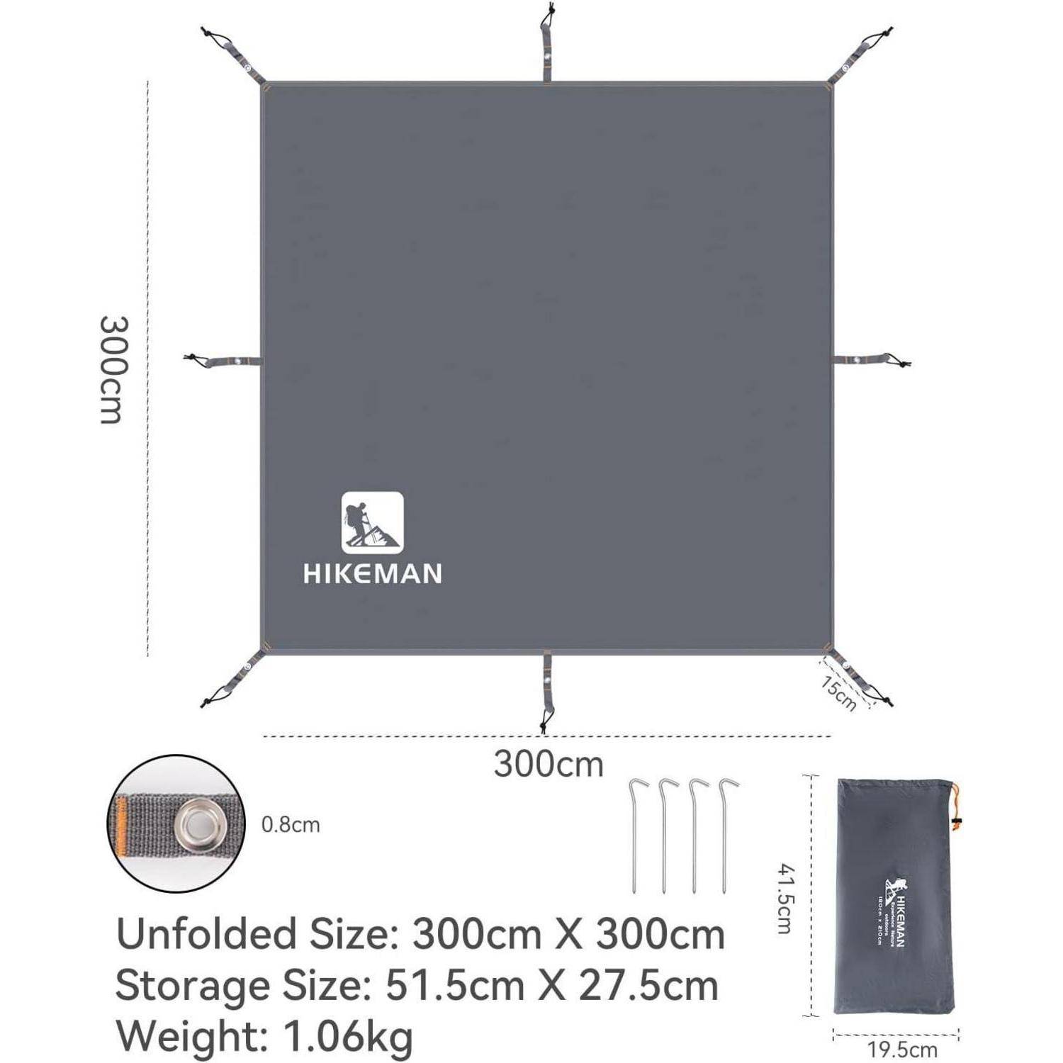 Zeltplane Wasserdichtes Campingzelt Tarp Outdoor Unterlage 300x300cm