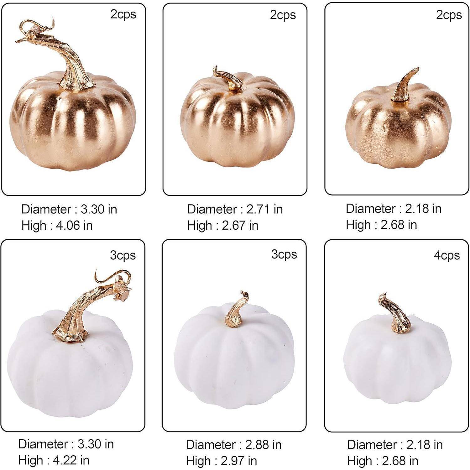 16er Set Herbst Künstliche Kürbisse in Weiß und Gold - Thanksgiving