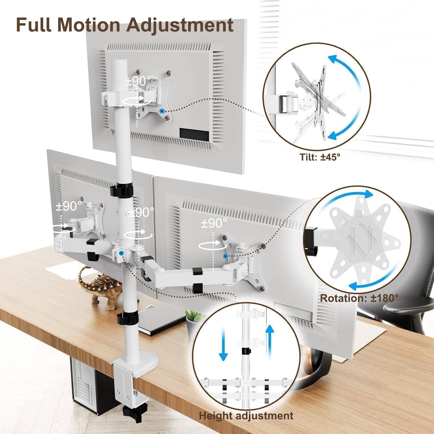 Monitor Halterung 3 Monitore für 13-32 Zoll Schwenkbar Neigbar Height