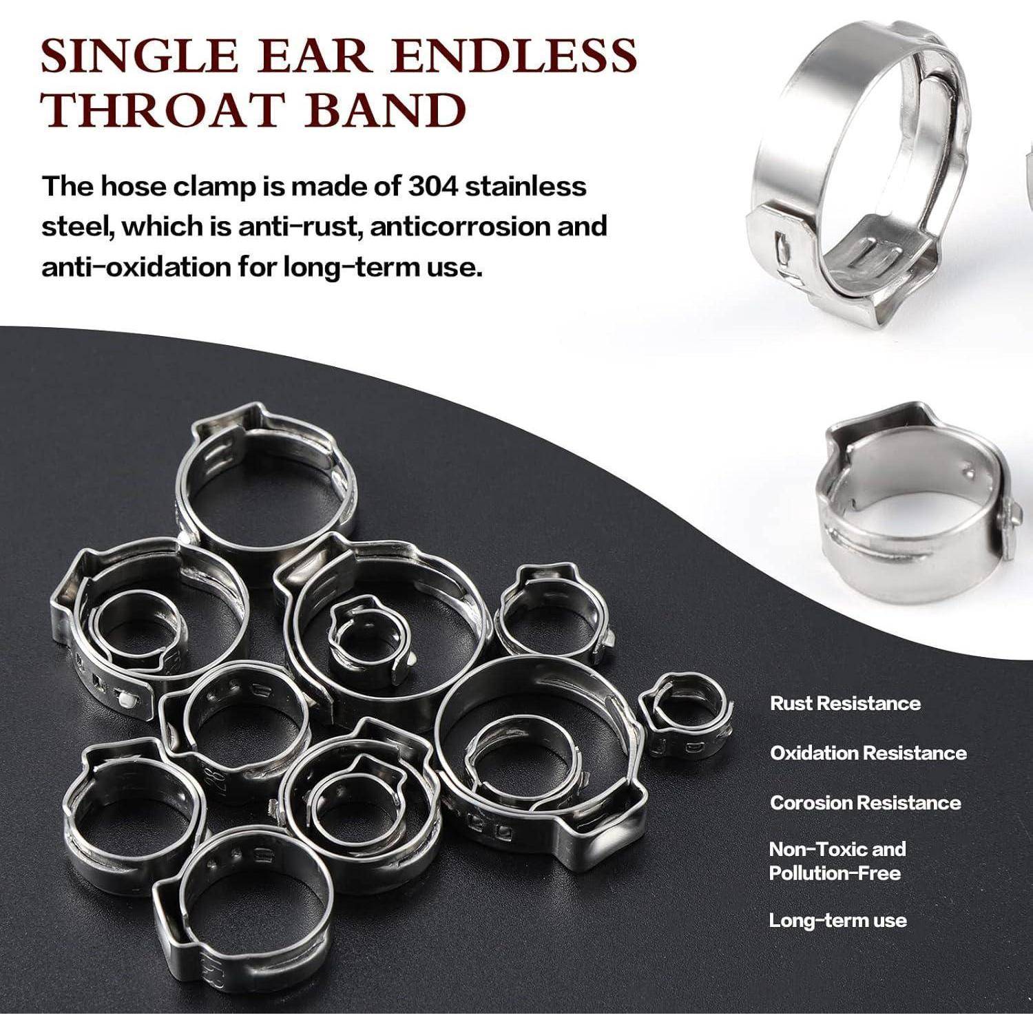 180-teiliges Edelstahl Einohr-Schlauchschellen Set 6-25,6mm