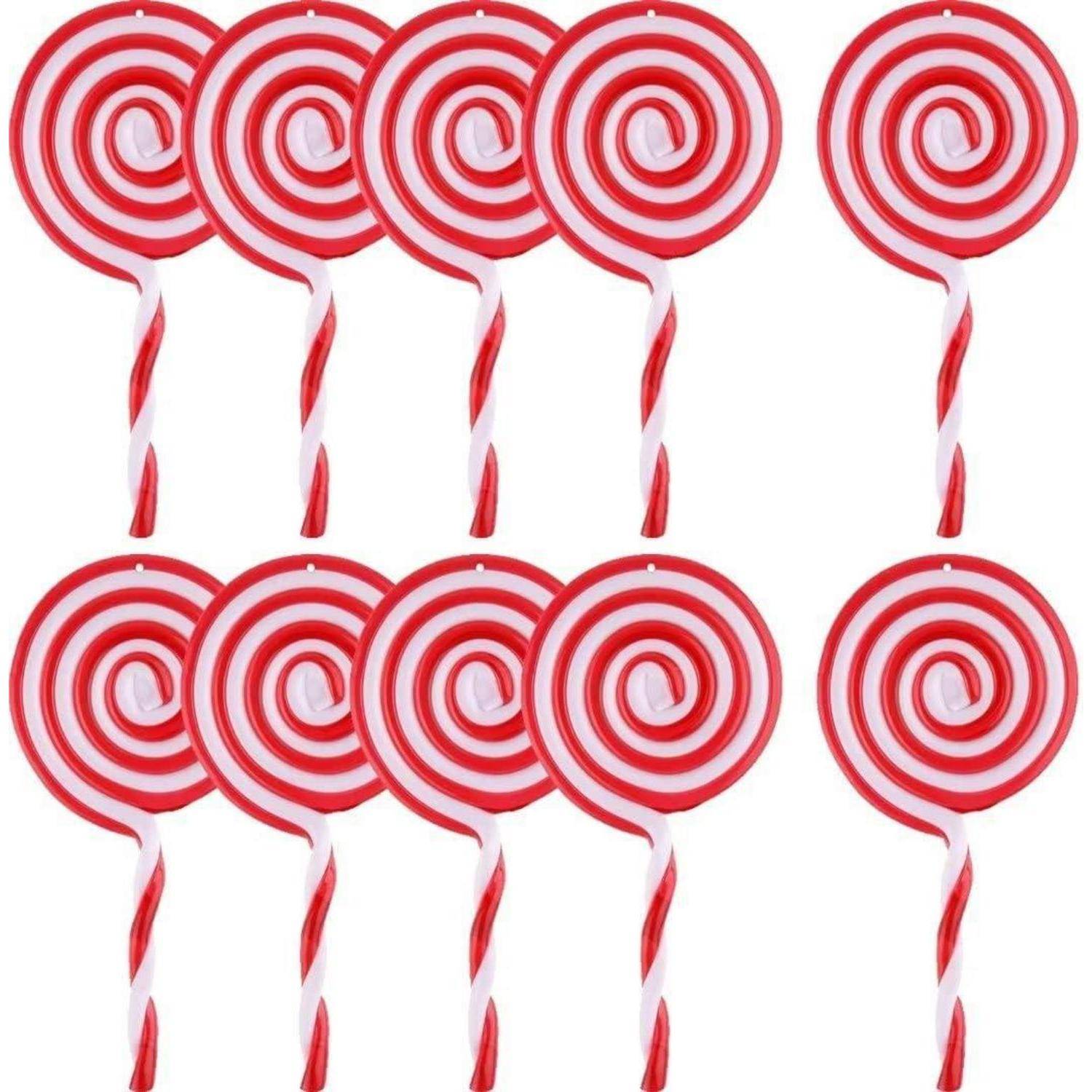 10 Stück Weihnachtsbaum Zuckerstangen Lollipop Anhänger Rot