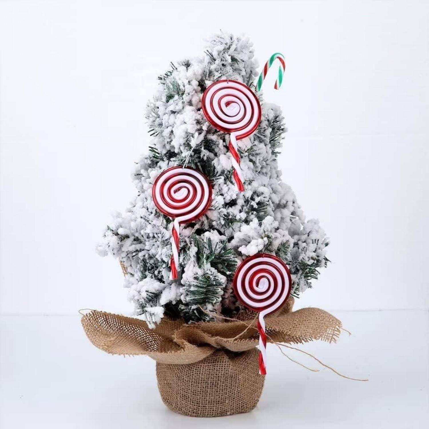 10 Stück Weihnachtsbaum Zuckerstangen Lollipop Anhänger Rot