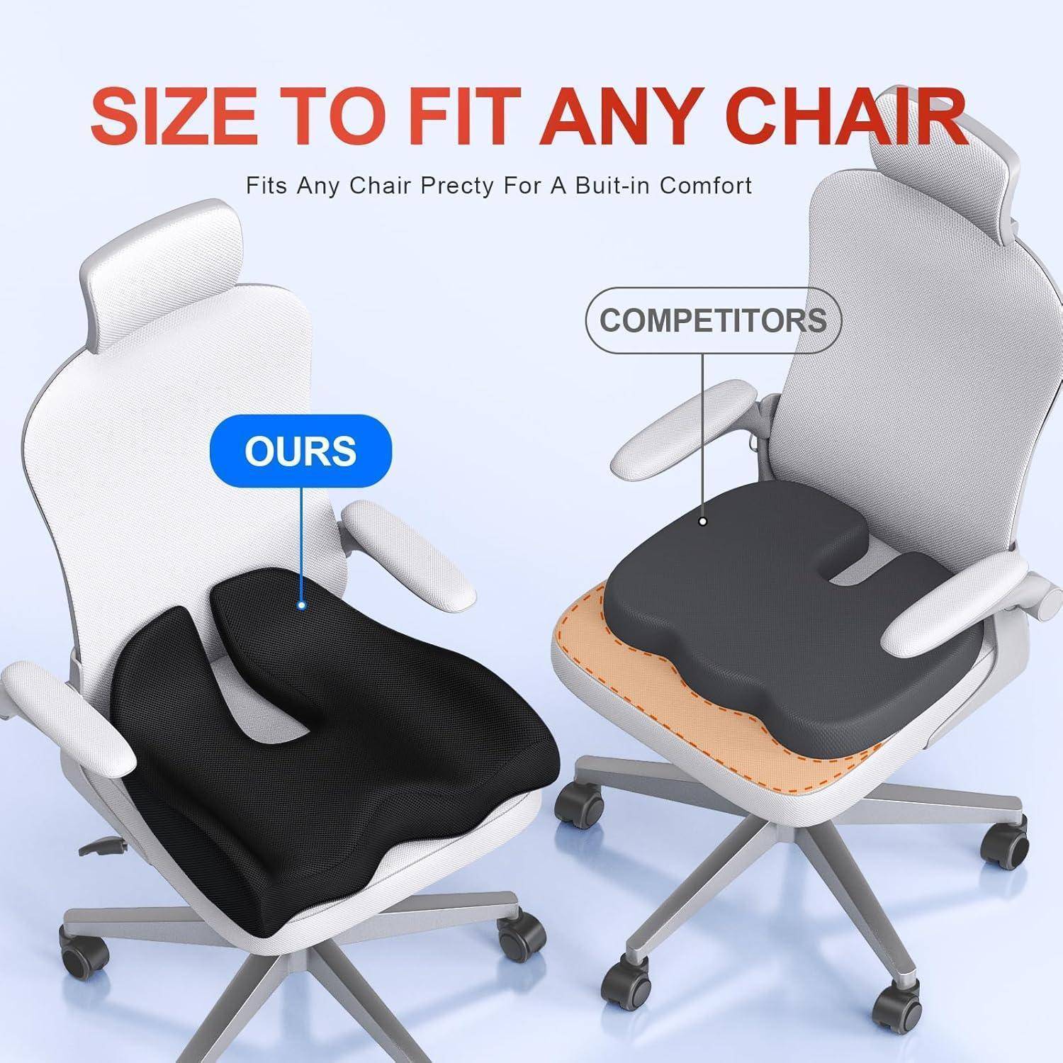 Ergonomisches Memory-Foam Sitzkissen für Büro Bürostuhl Auto Schwarz