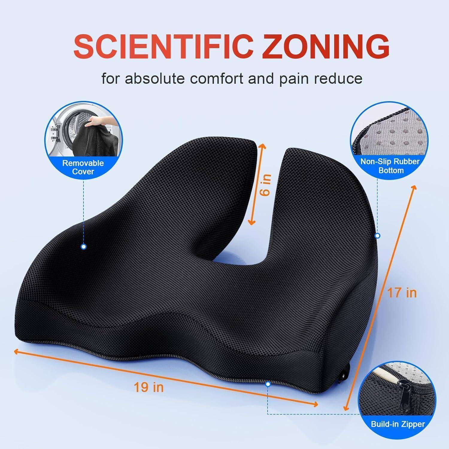 Ergonomisches Memory-Foam Sitzkissen für Büro Bürostuhl Auto Schwarz