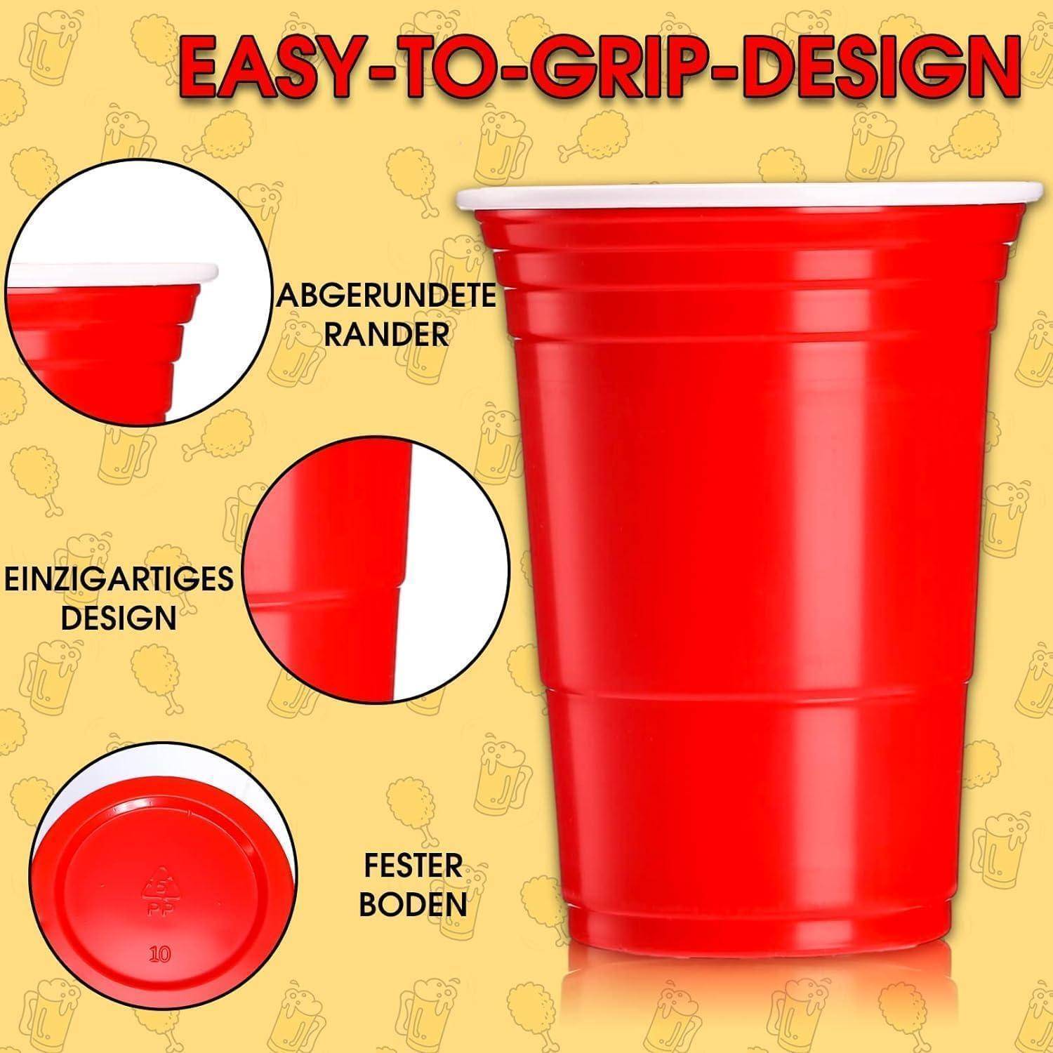 Wiederverwendbare Bier Pong Becher Set 100 Stück 480ml Rot Blau Grün