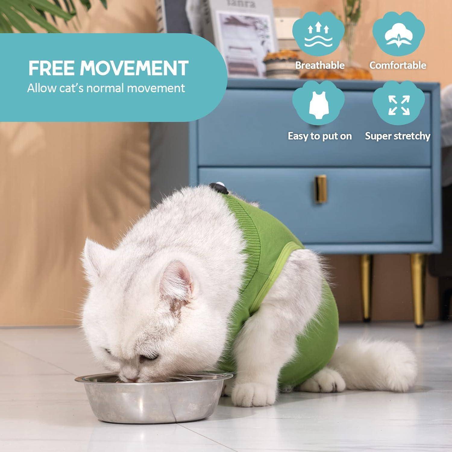 Katzenbody Erholungsanzug Kastration Spay Entwöhnung M-Grün
