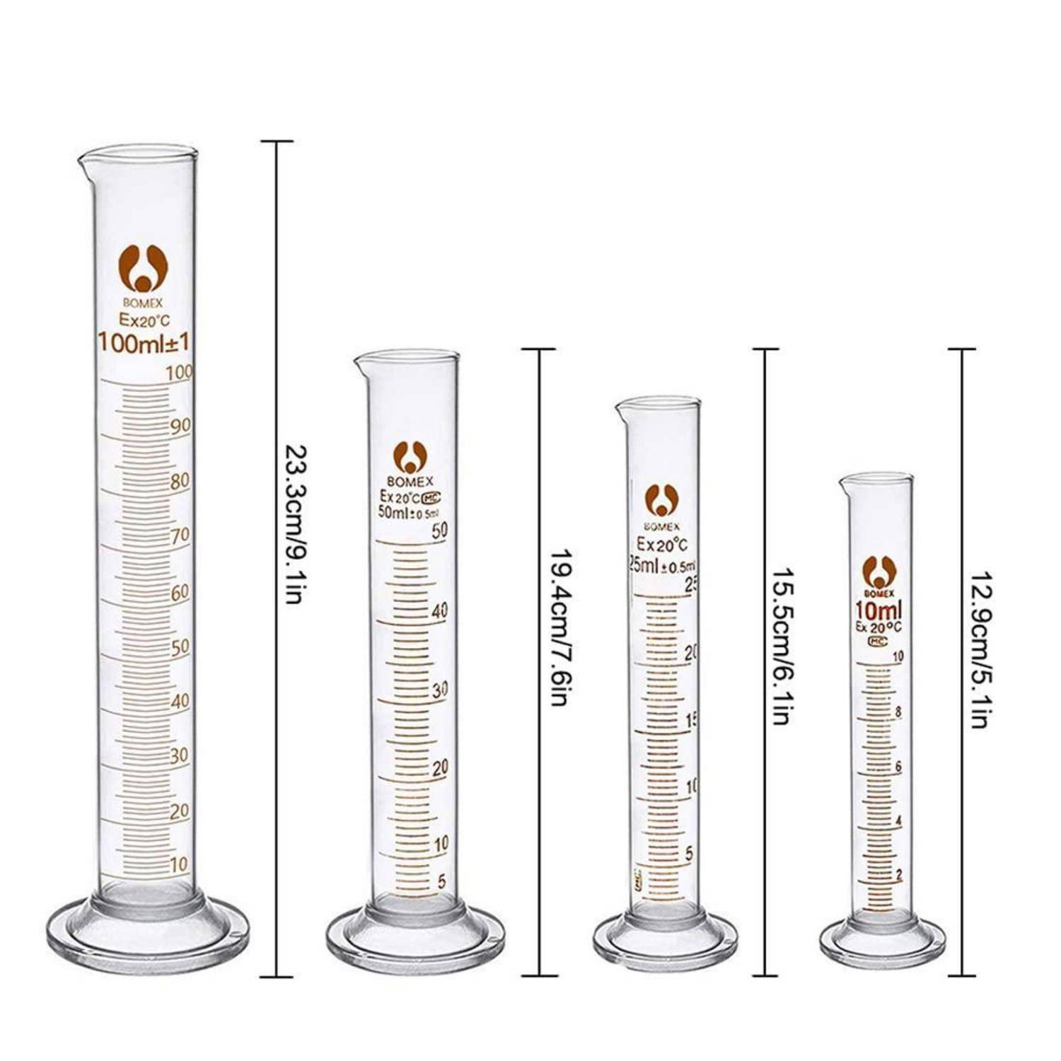 Becherglas Zylinder Pipetten Set 5 Stück Graduiert 4 Glasmesszylinder