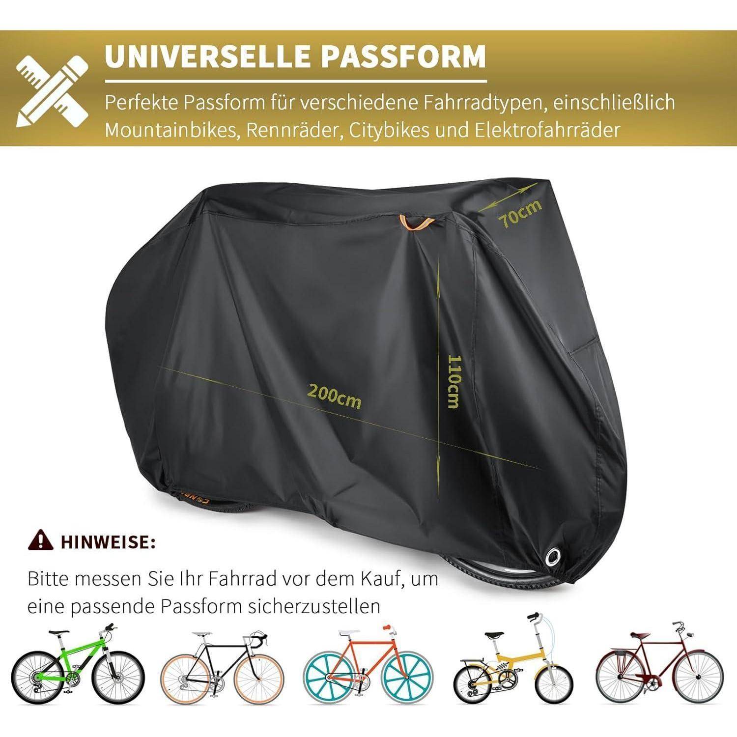 Fahrradabdeckung wasserdicht 210D Oxford 195x105x70 cm Schwarz/Silber