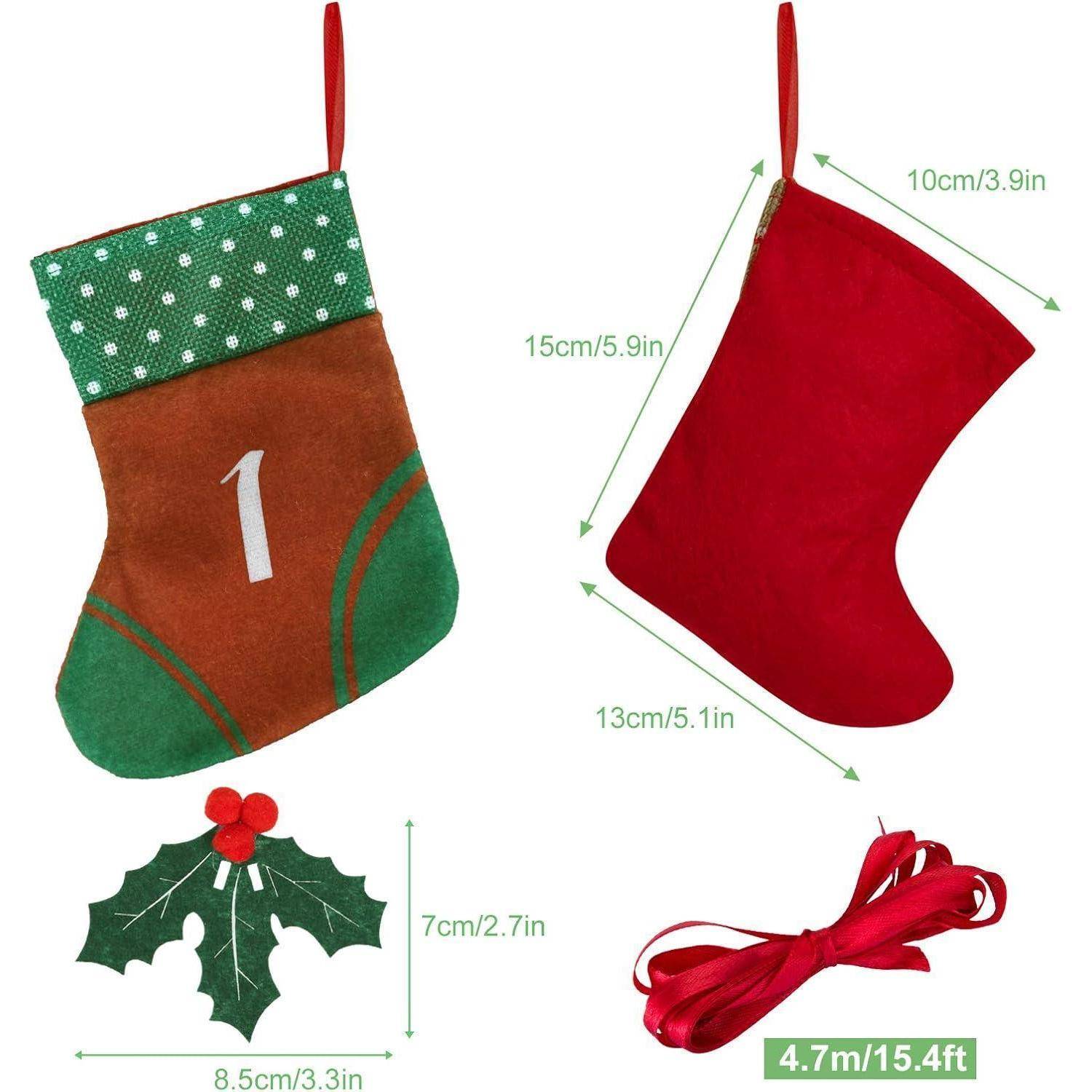Adventskalender zum Befüllen 24 Aufhängen Filz Säckchen