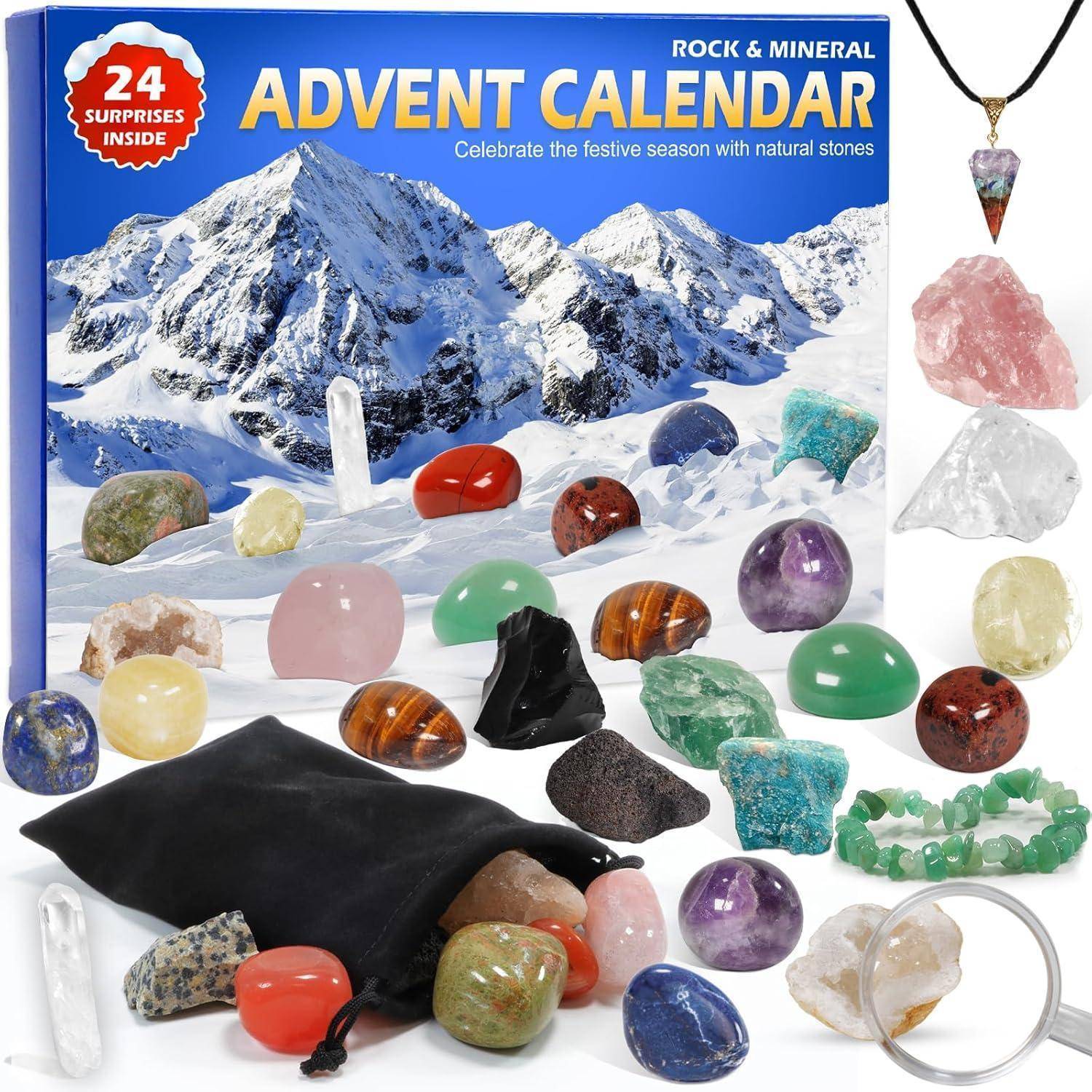 Adventskalender 2024 Kinder Heilsteine Fossilien Edelsteine