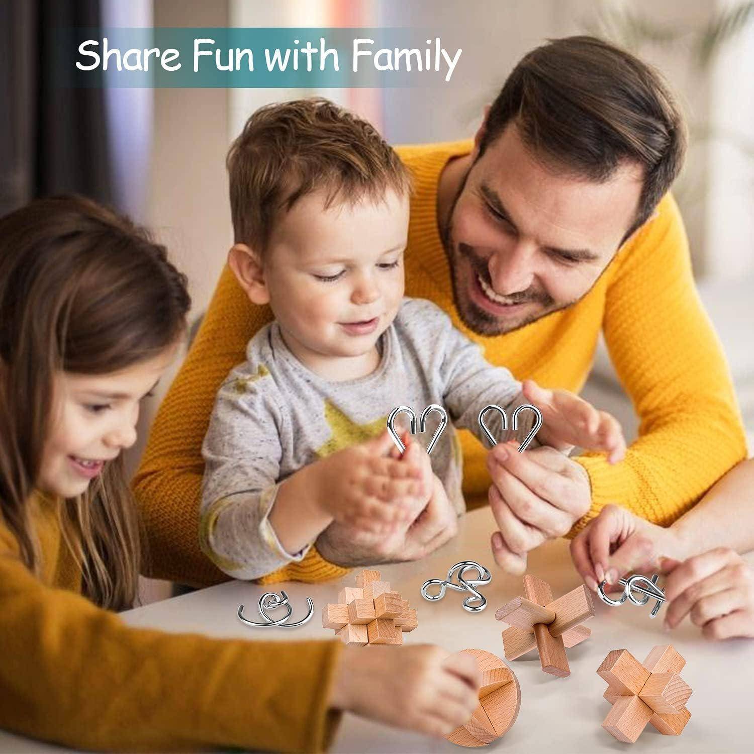 Adventskalender Knobelspiele 2024 Metall Holz Puzzle IQ für Kinder