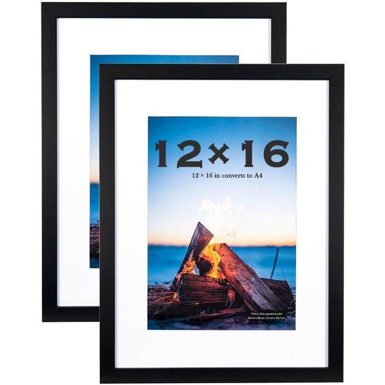 Bilderrahmen 30x40 Schwarz MDF Holz Acrylglas Zertifikat 2er Set