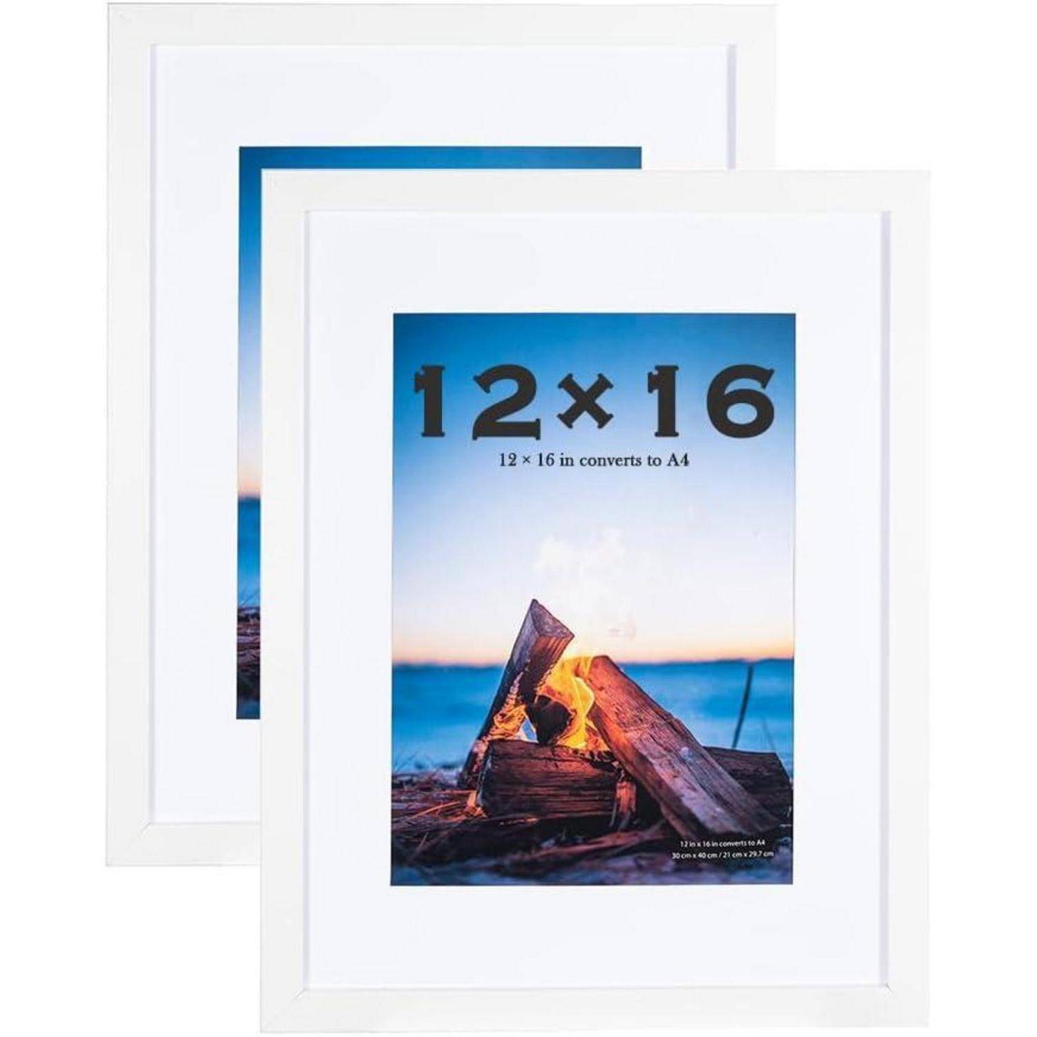 Bilderrahmen 30x40 cm Weiß 2er Set MDF Holz mit Acryl Ideal für