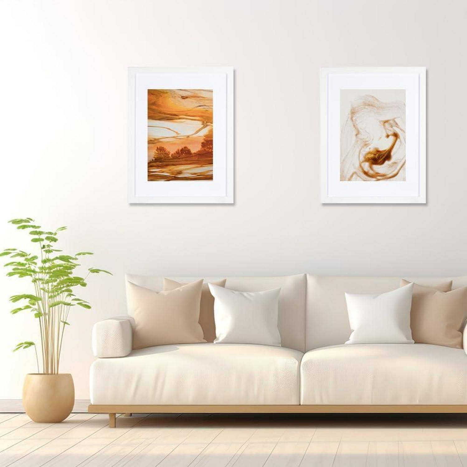 Bilderrahmen 30x40 cm Weiß 2er Set MDF Holz mit Acryl Ideal für