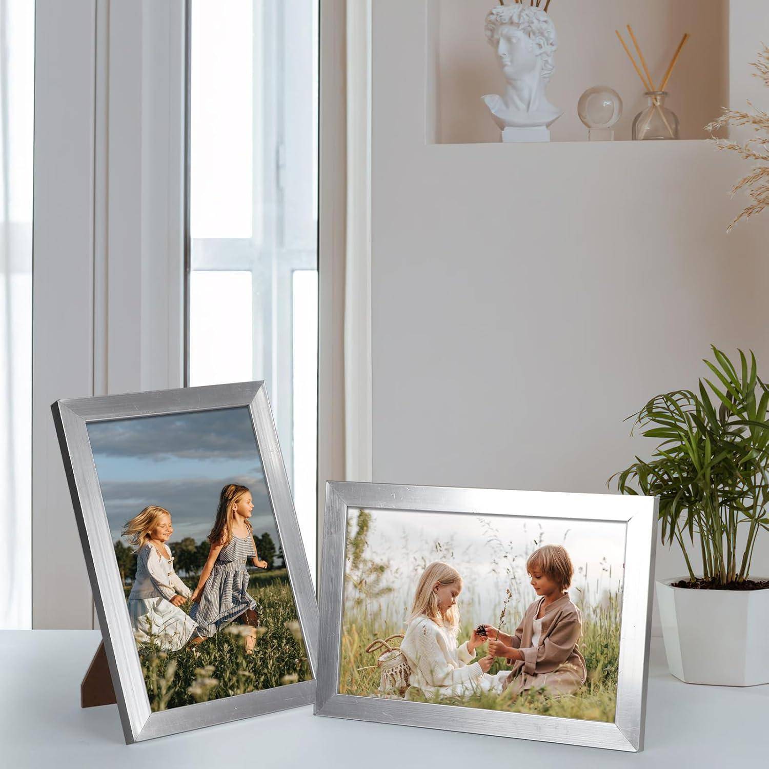 Bilderrahmen Set 10x15 cm 18er-Set Silber für Wand & Tisch, Fotowand