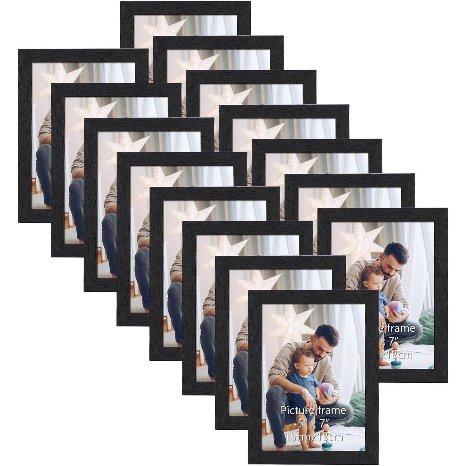 15er Bilderrahmen Set Schwarz Holzmaserung Fotorahmen Collage 13x18cm