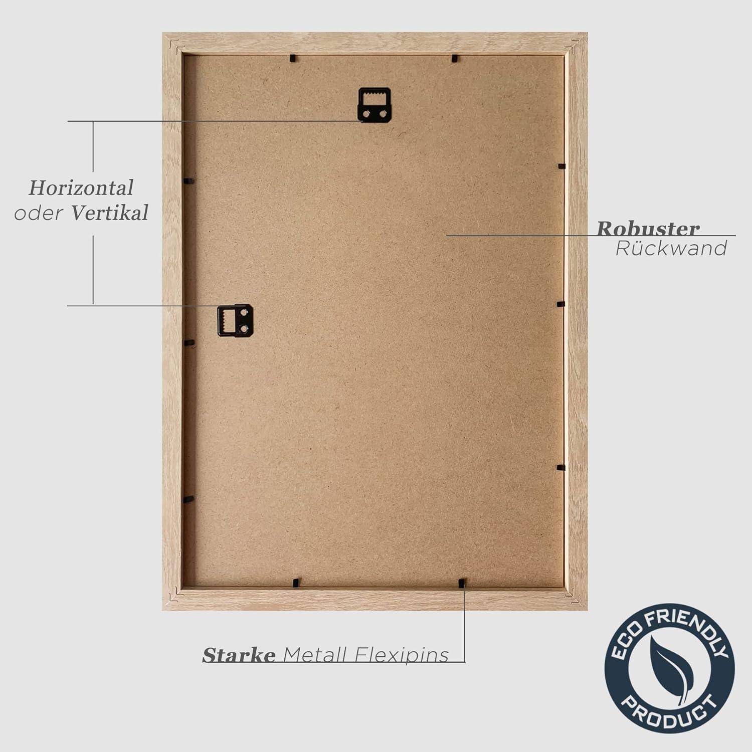 Bilderrahmen A3 Holz Fotorahmen 30x42cm MDF Rahmen Natur 3er Set
