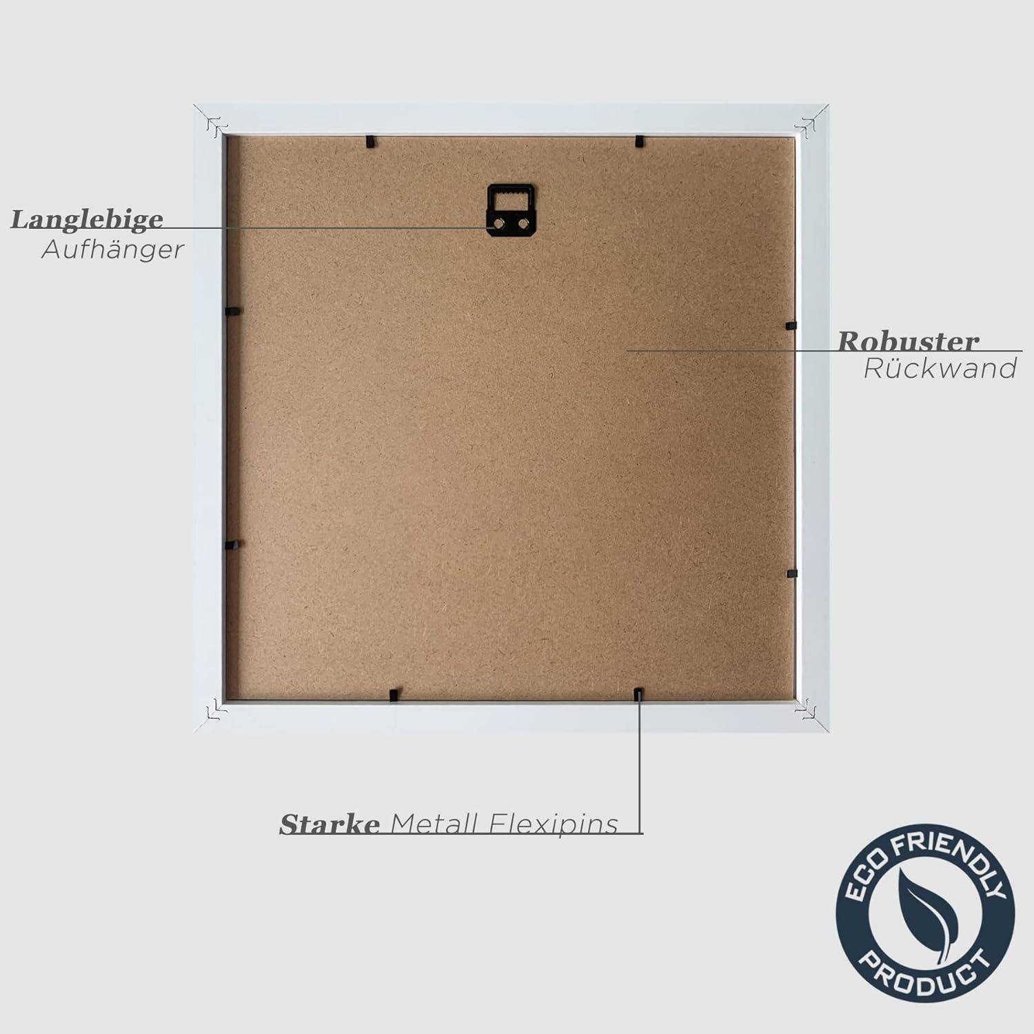 Bilderrahmen 30x30cm Weiß Holz Quadratisch Fotorahmen MDF Rahmen