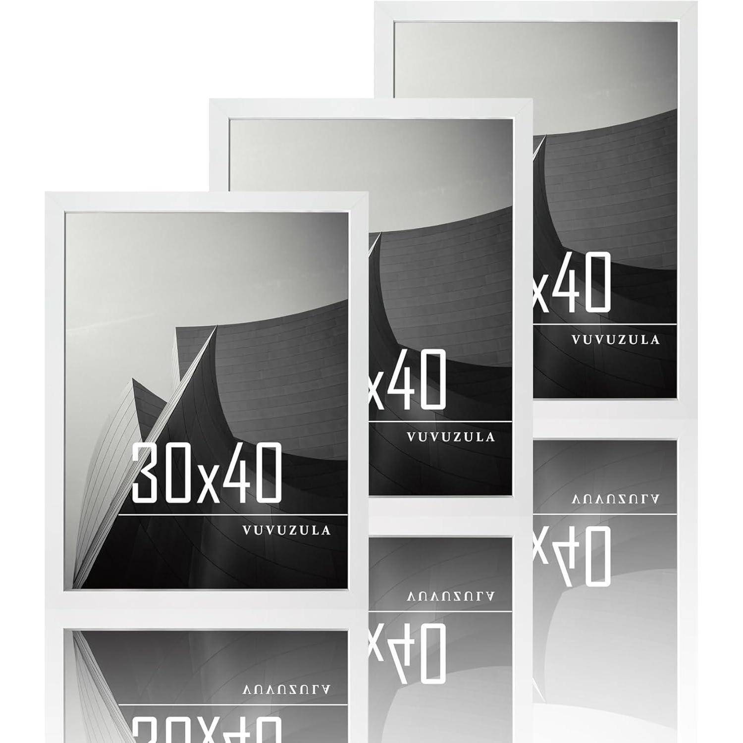 Bilderrahmen 30x40cm Weiß Holz Fotorahmen 12x16 Zoll MDF Rahmen 3er