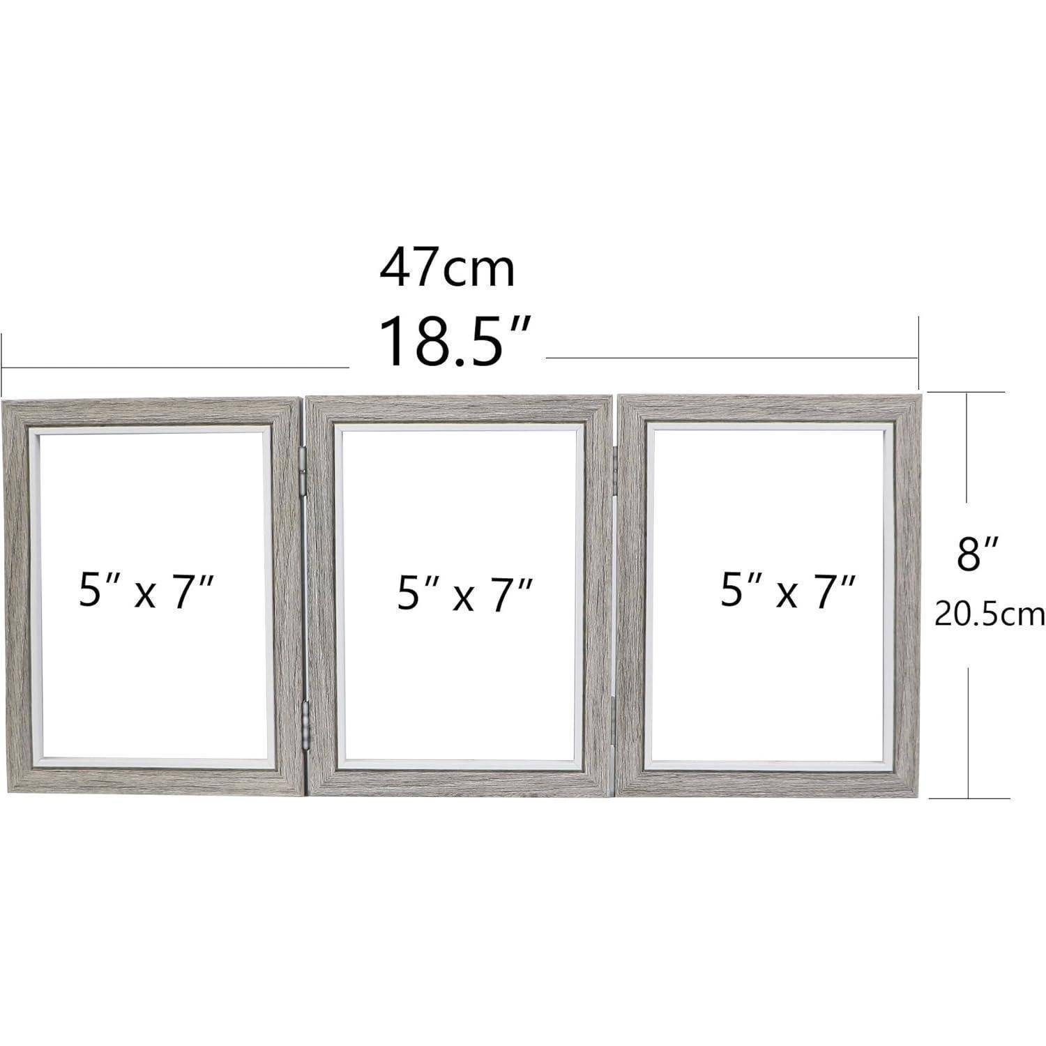Bilderrahmen 3er Set Grau Holzmaserung 13x18 Collage Faltbarer Rahmen