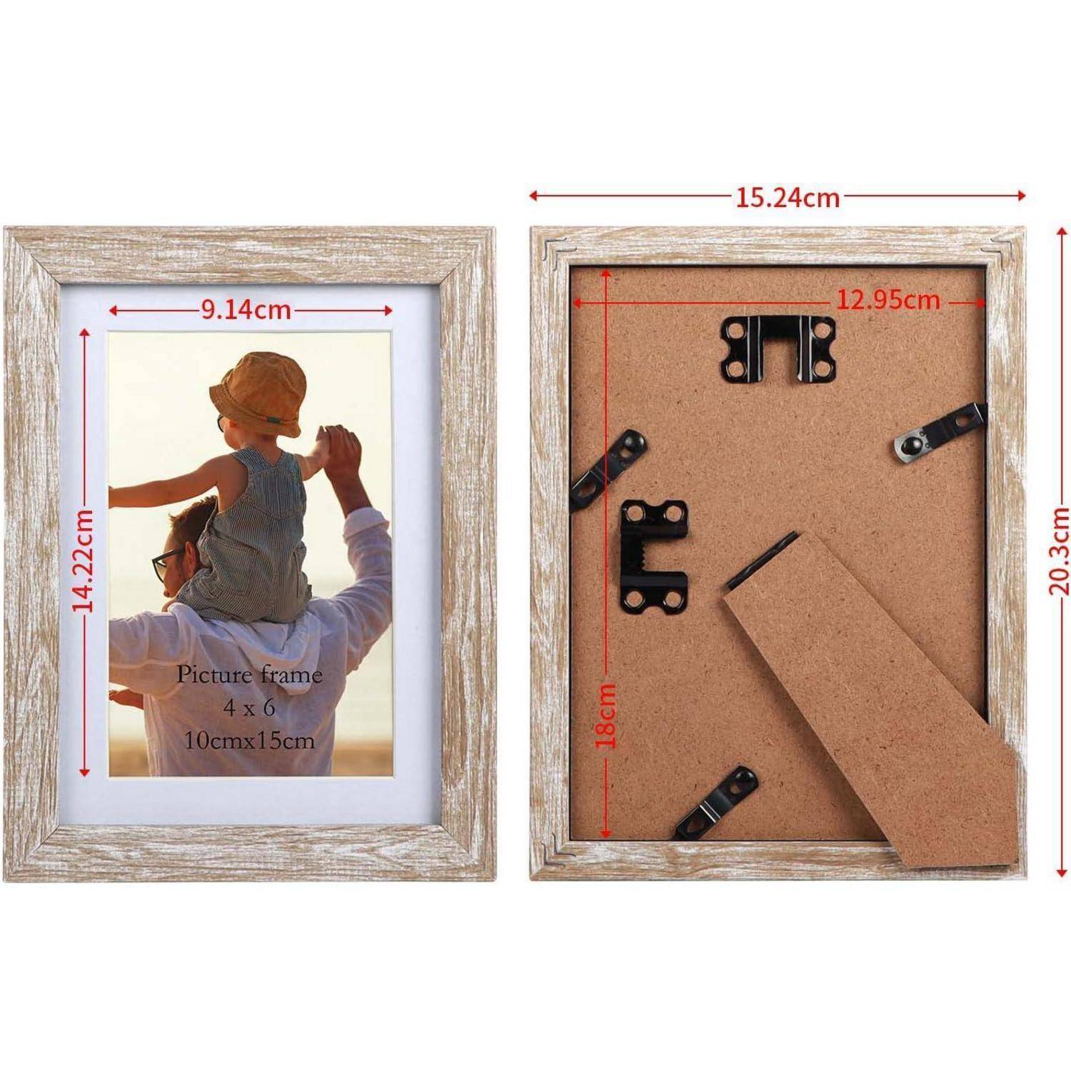 6er-Set Natur Bilderrahmen 10x15 cm mit Passepartouts