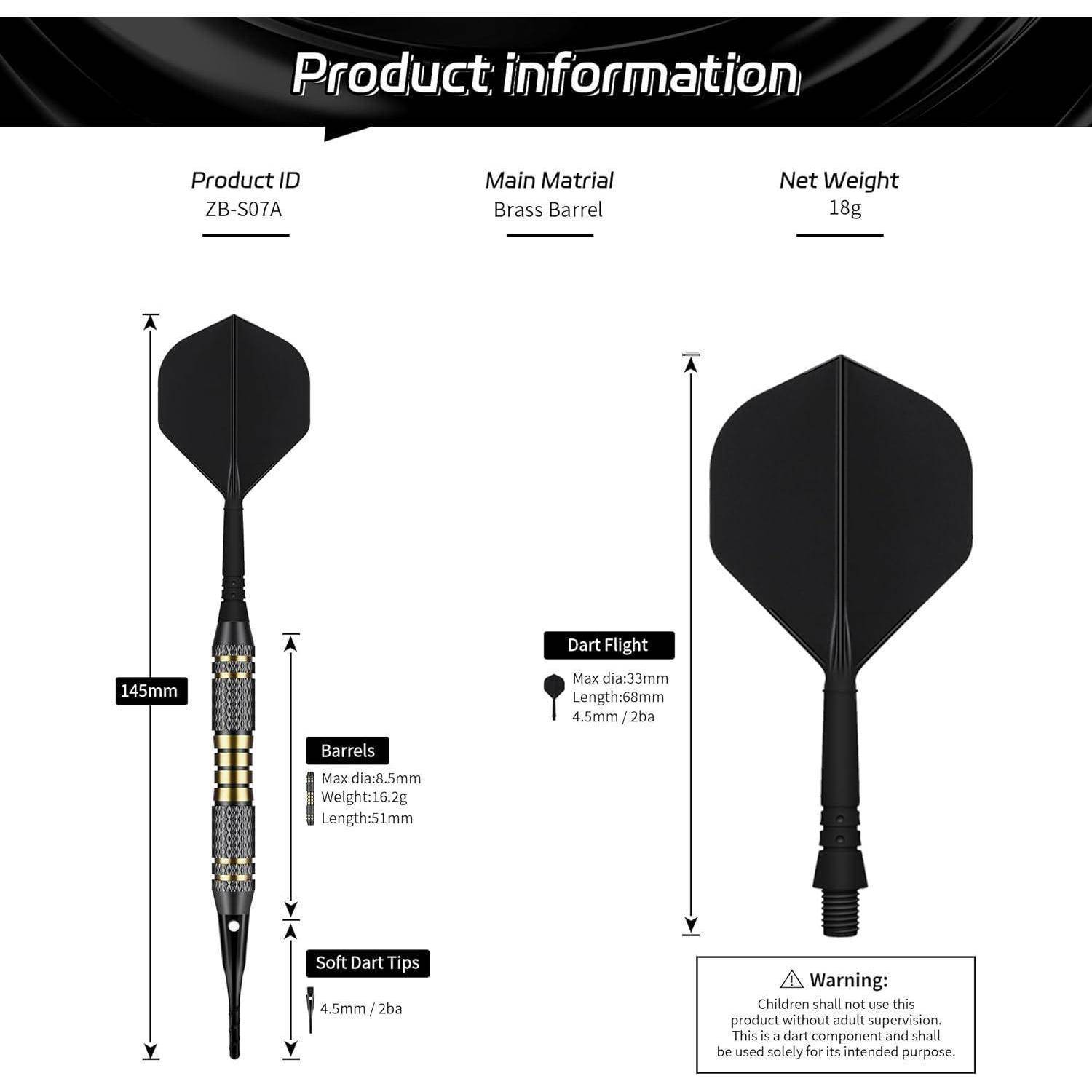 Dartpfeile Set 18g Kunststoffspitze 3 Stück Softdarts Aufbewahrungsbox