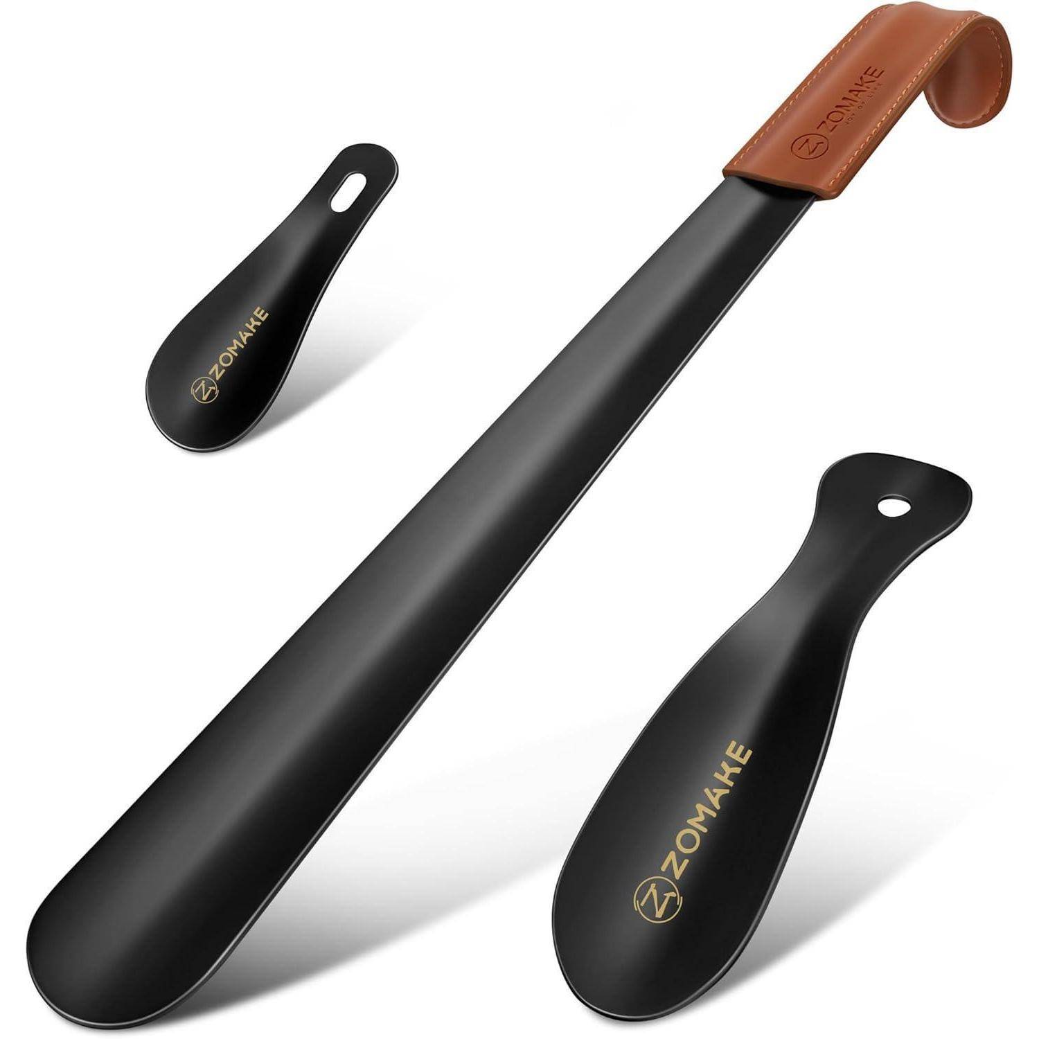 Metall Schuhlöffel Set 3er Schwarz Edelstahl 42cm 19cm 10cm