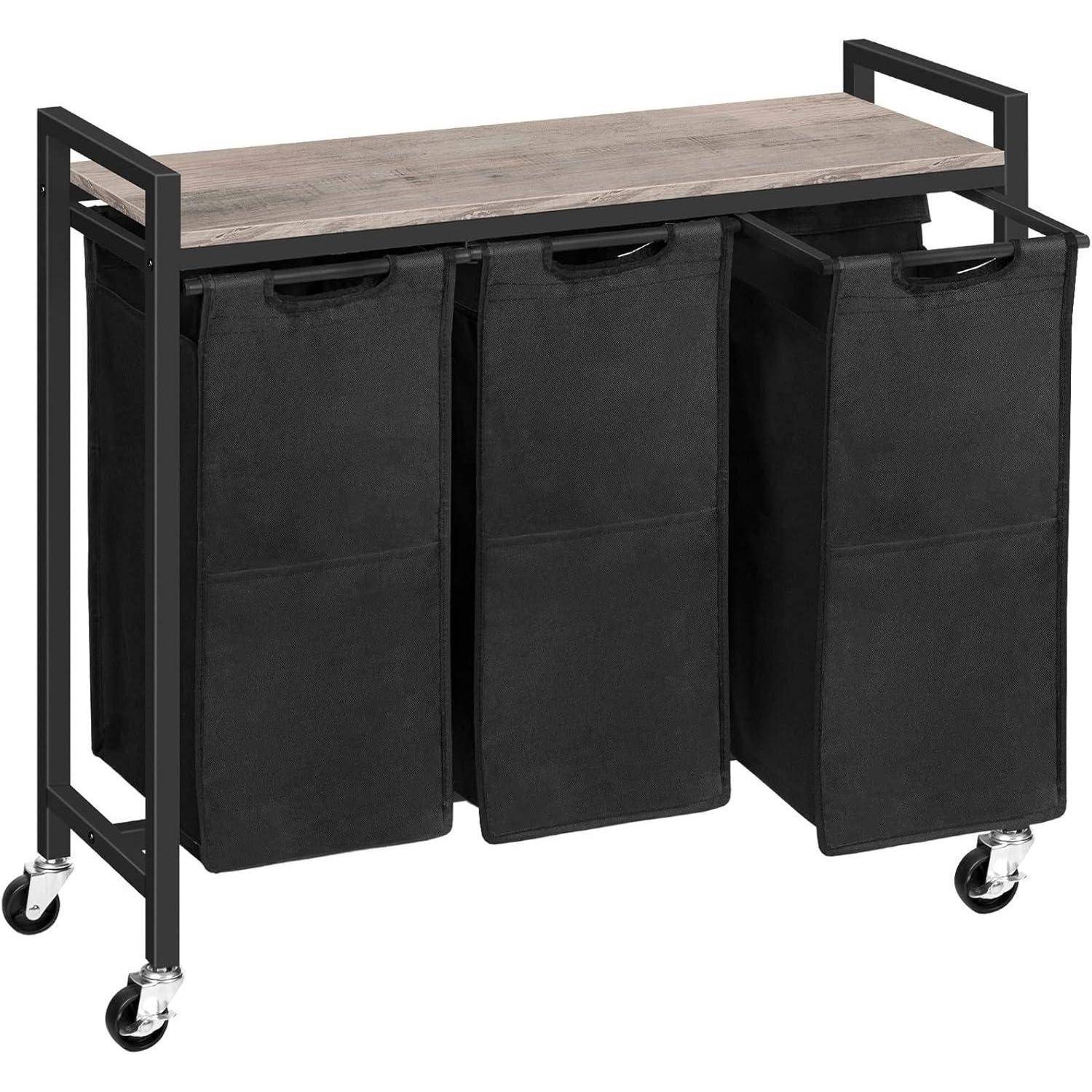 Wäschewagen mit 3 Fächern und Ablage, 3 x 39,8