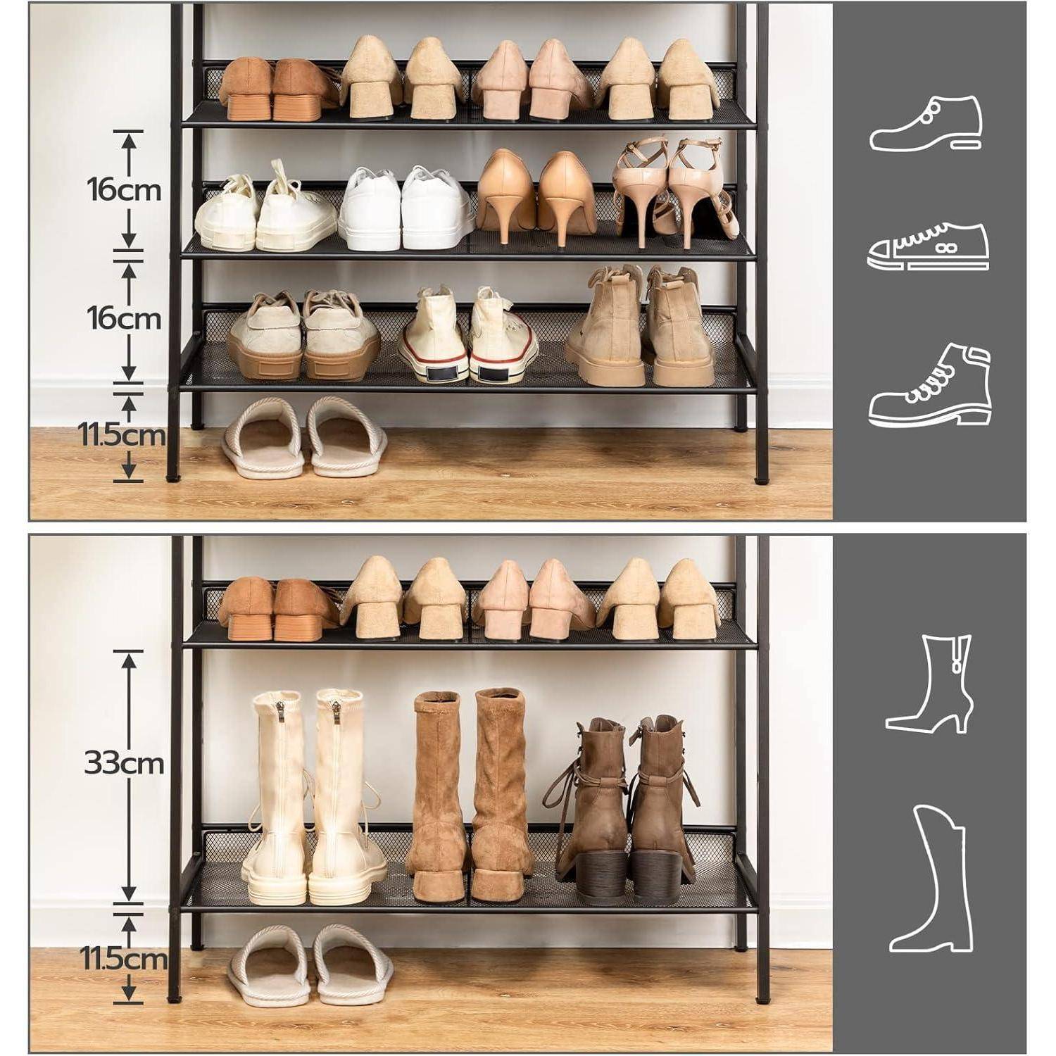 Schuhregal 10-stöckig Dunkelbraun-Schwarz Platzsparend