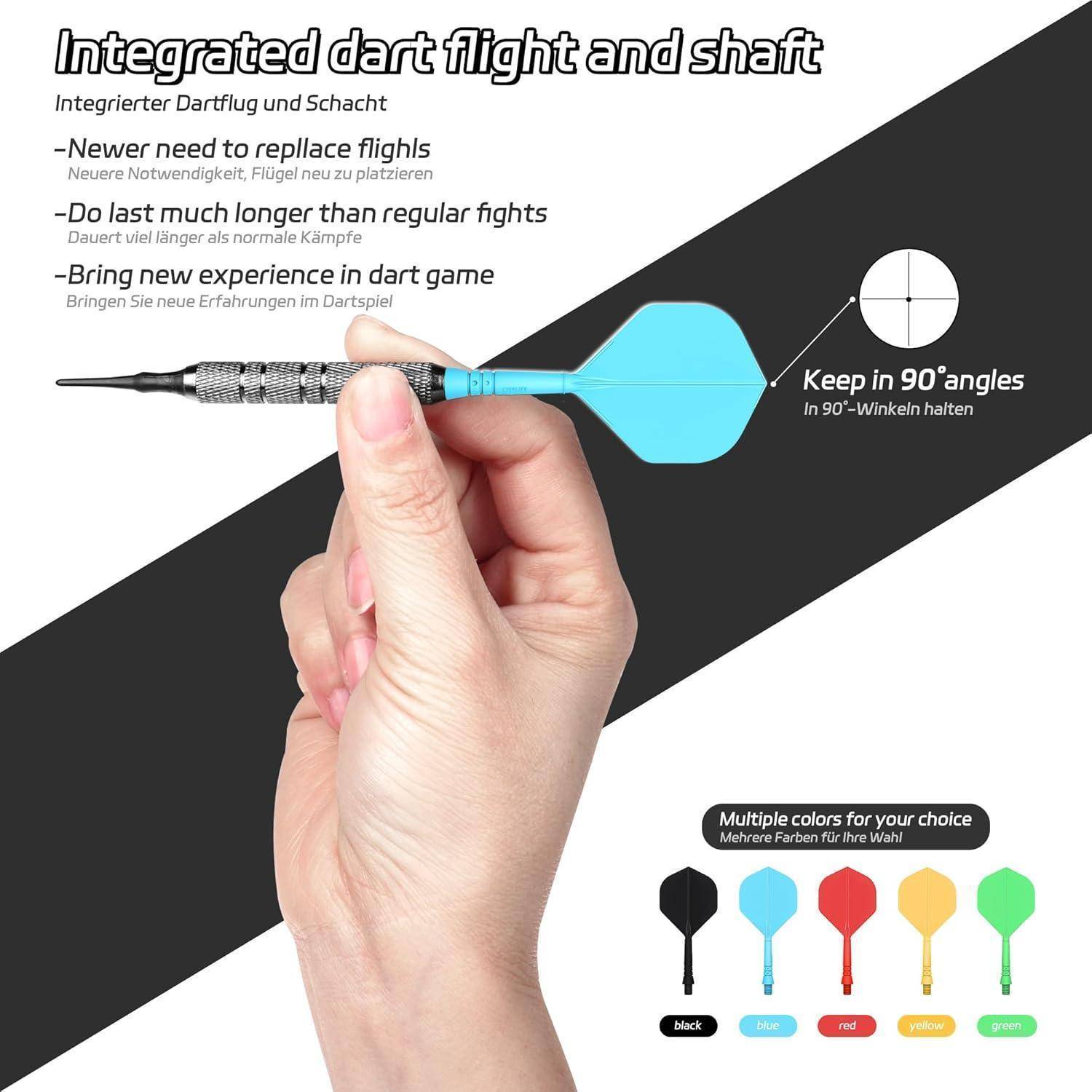 Dartschäfte und Dart Flights 3er-Set Blau-2ba Flexibler Kunststoff
